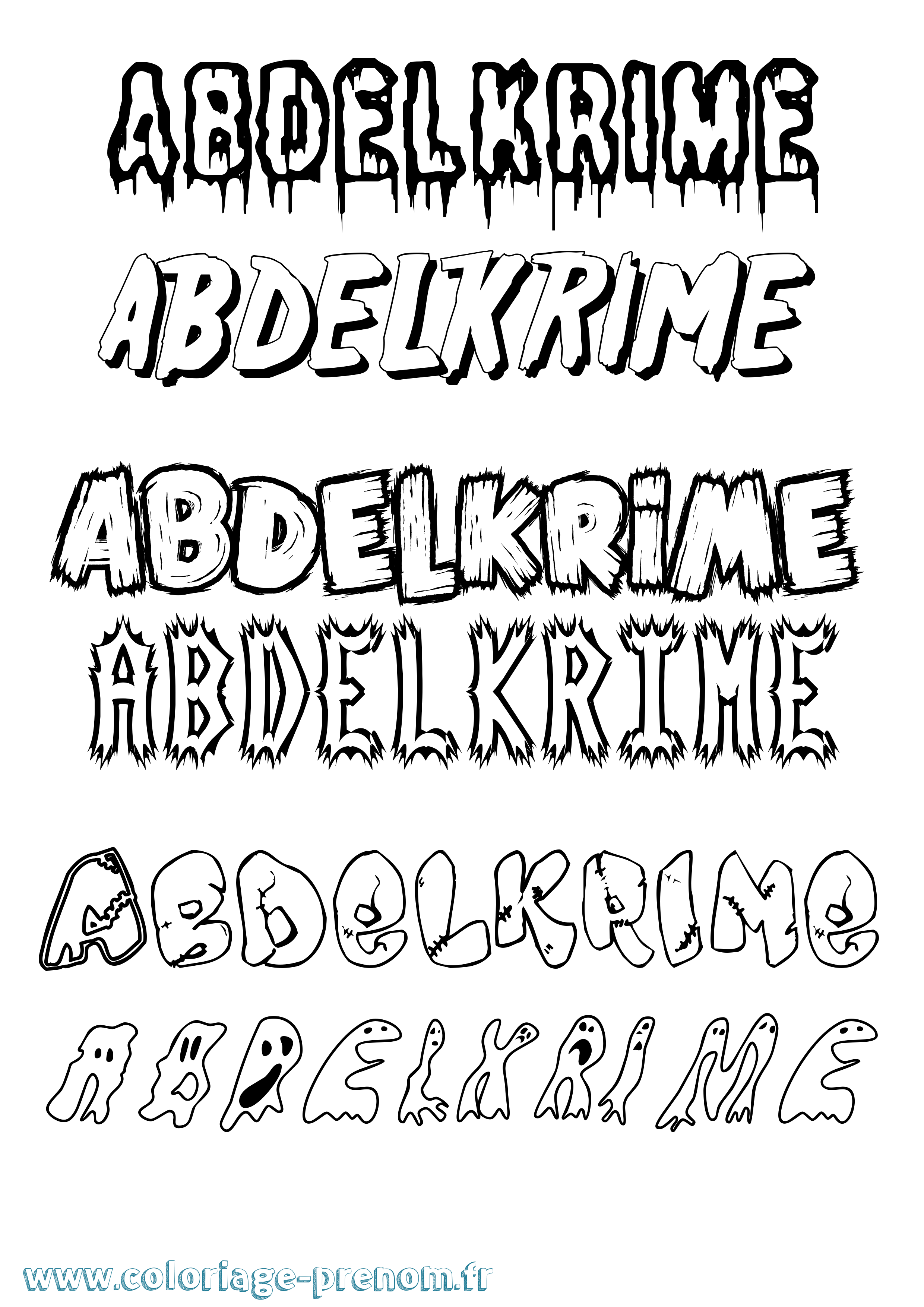 Coloriage Abdelkrime Frisson Coloriage prénom Abdelkrime Frisson