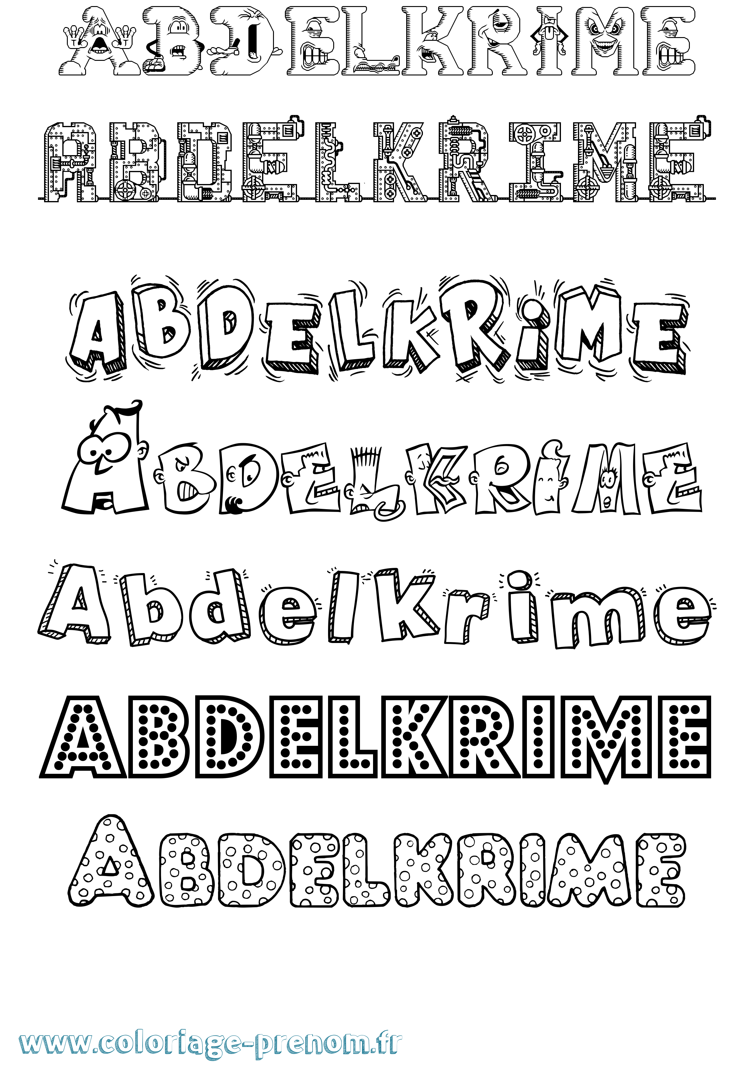 Coloriage prénom Abdelkrime Fun