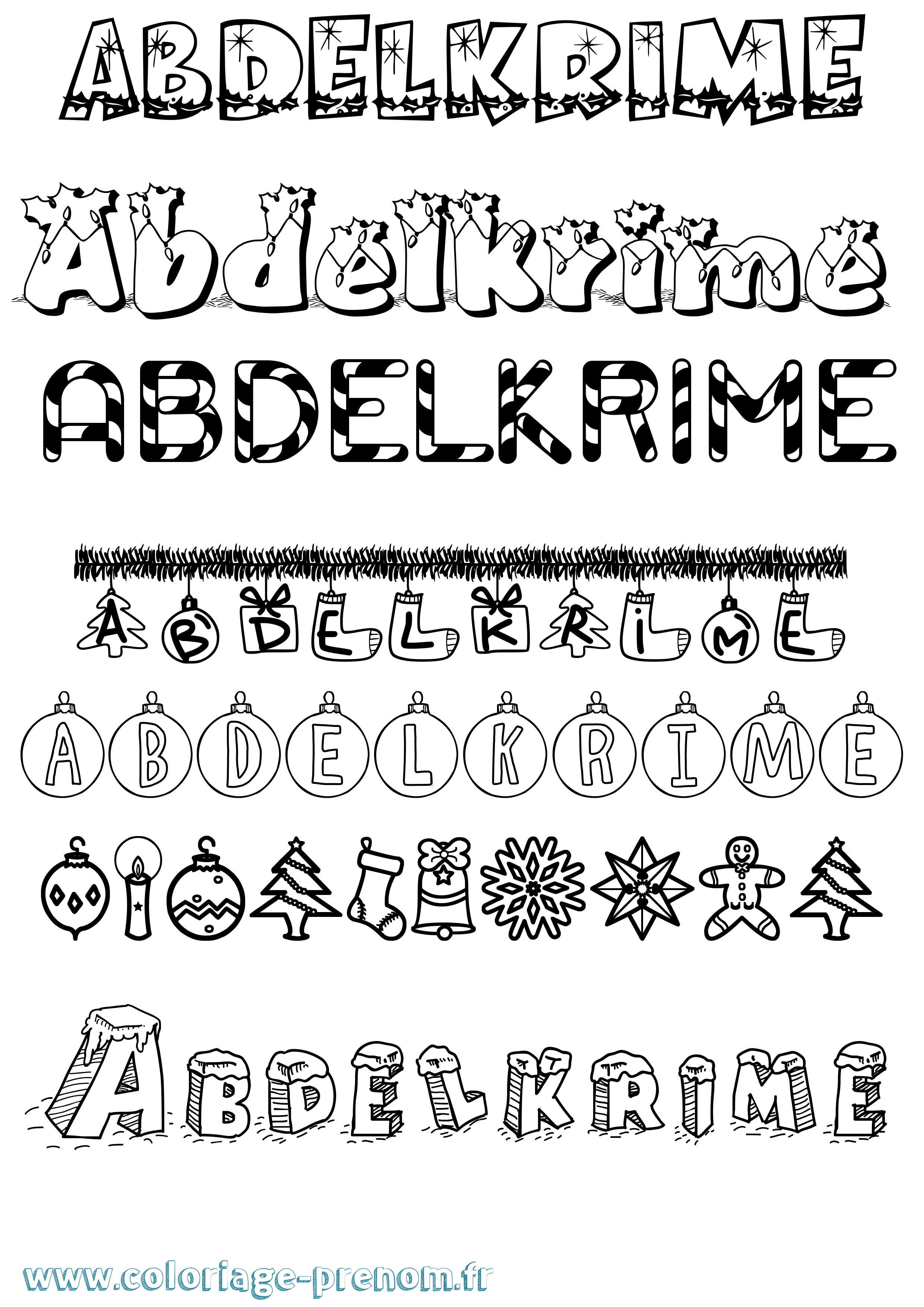 Coloriage Abdelkrime Noël Coloriage prénom Abdelkrime Noël