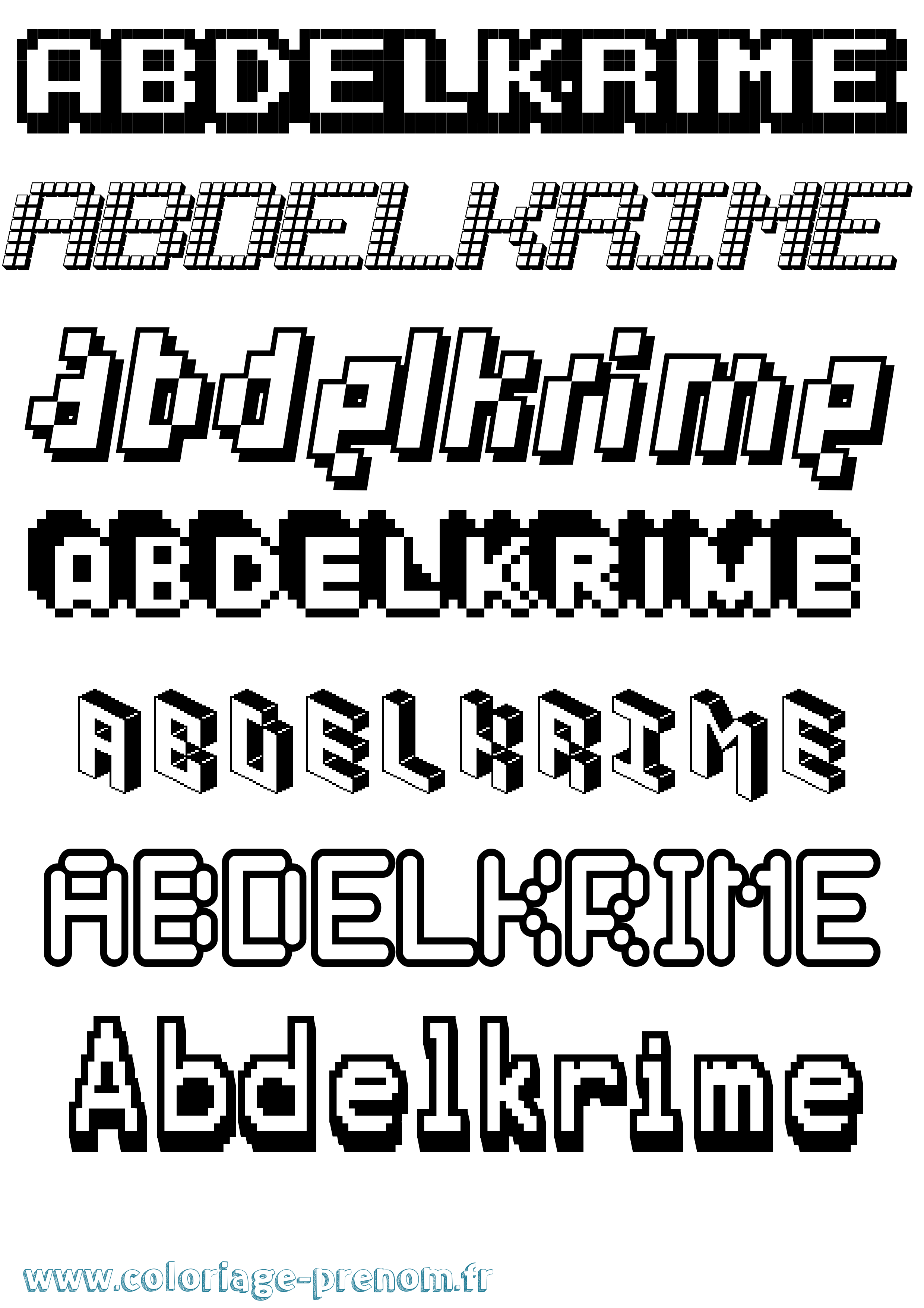 Coloriage prénom Abdelkrime Pixel