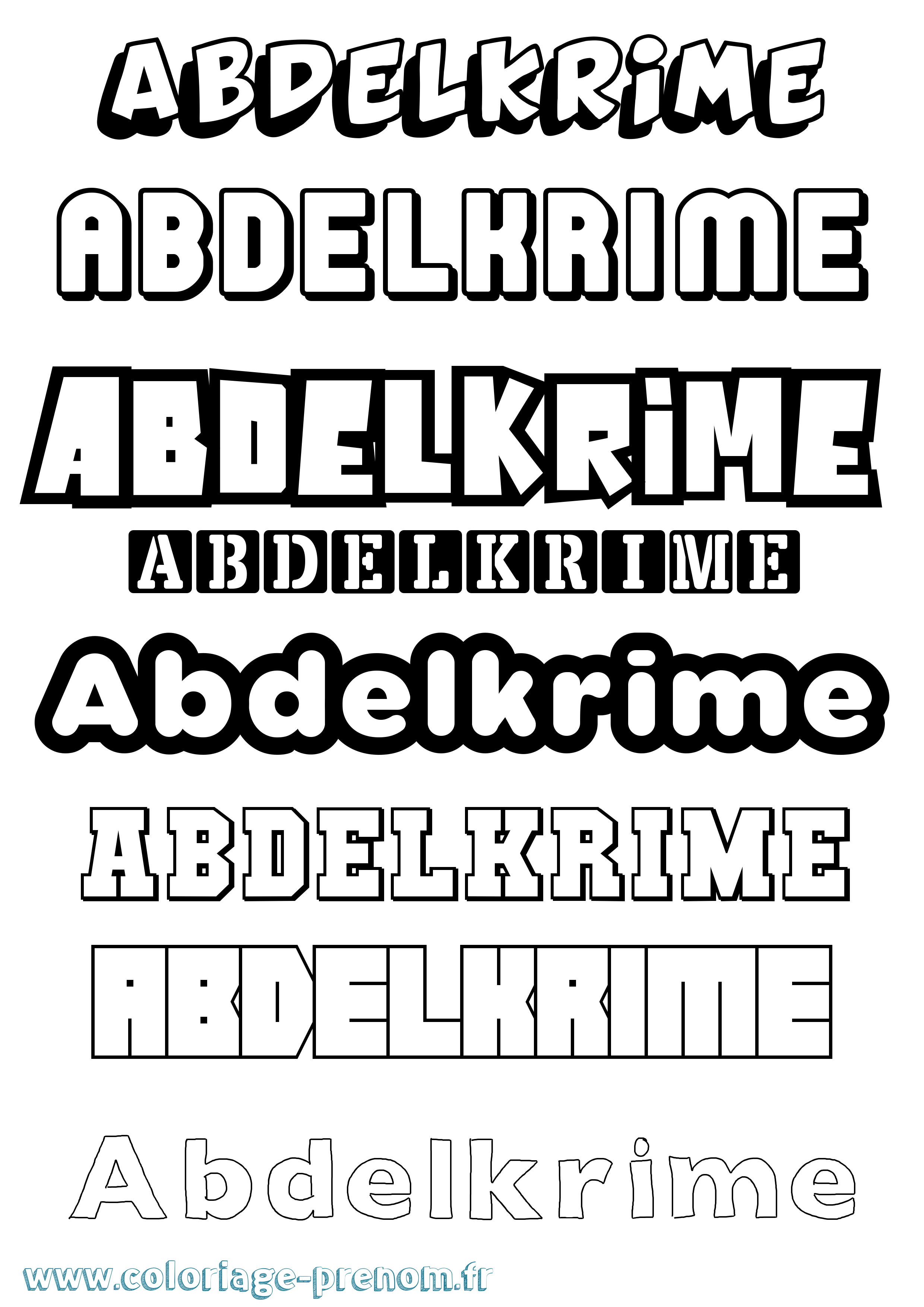Coloriage prénom Abdelkrime Simple