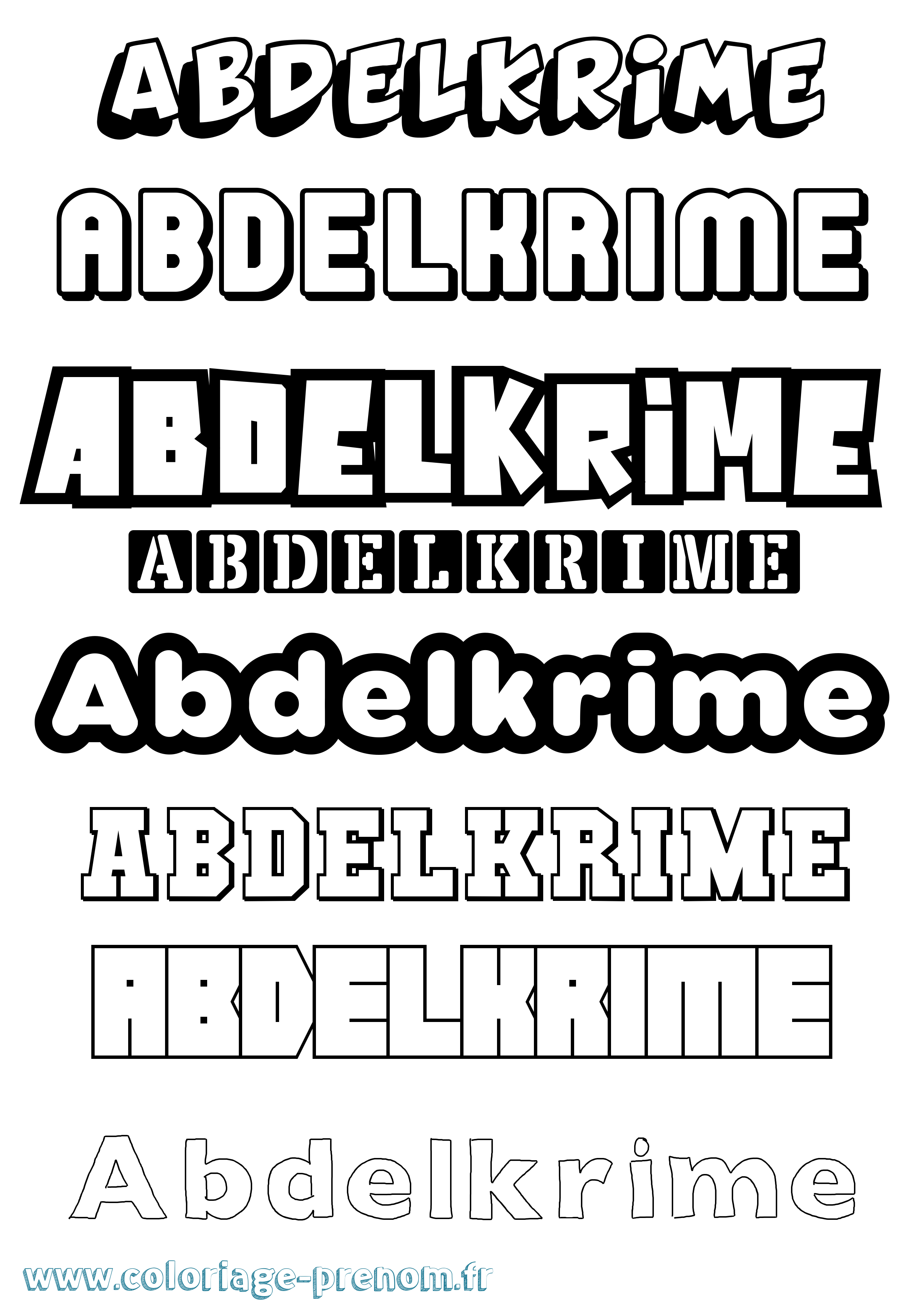 Coloriage Abdelkrime Simple Coloriage prénom Abdelkrime Simple