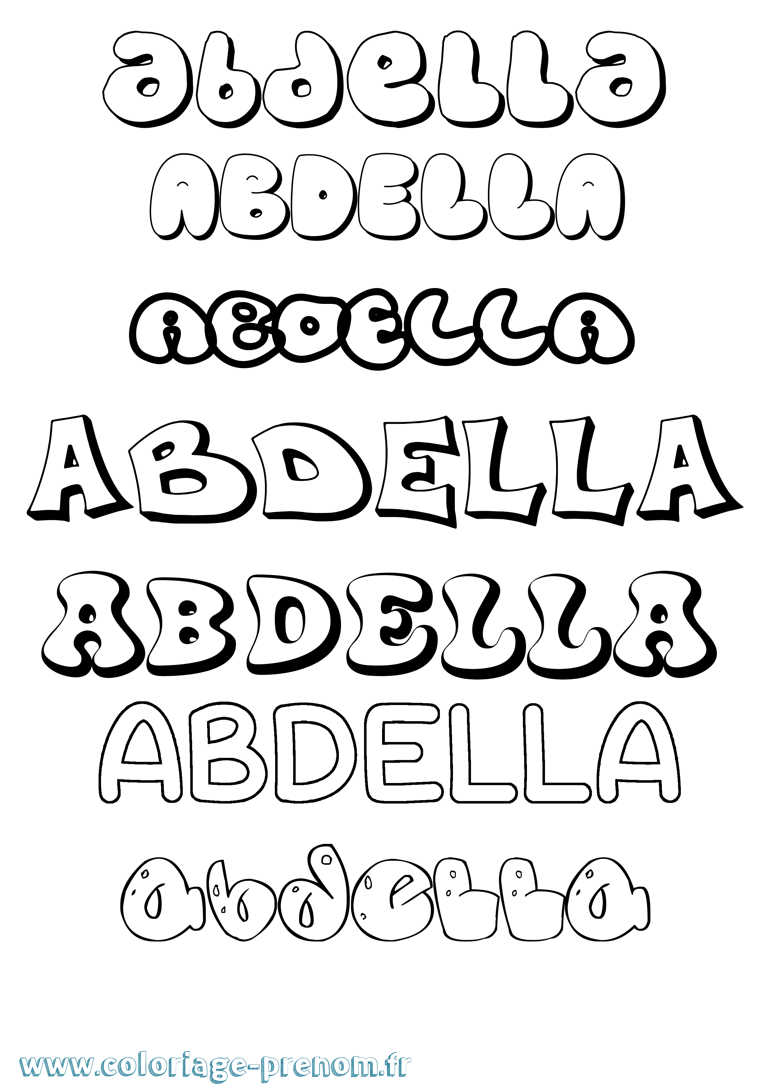 Coloriage prénom Abdella Bubble