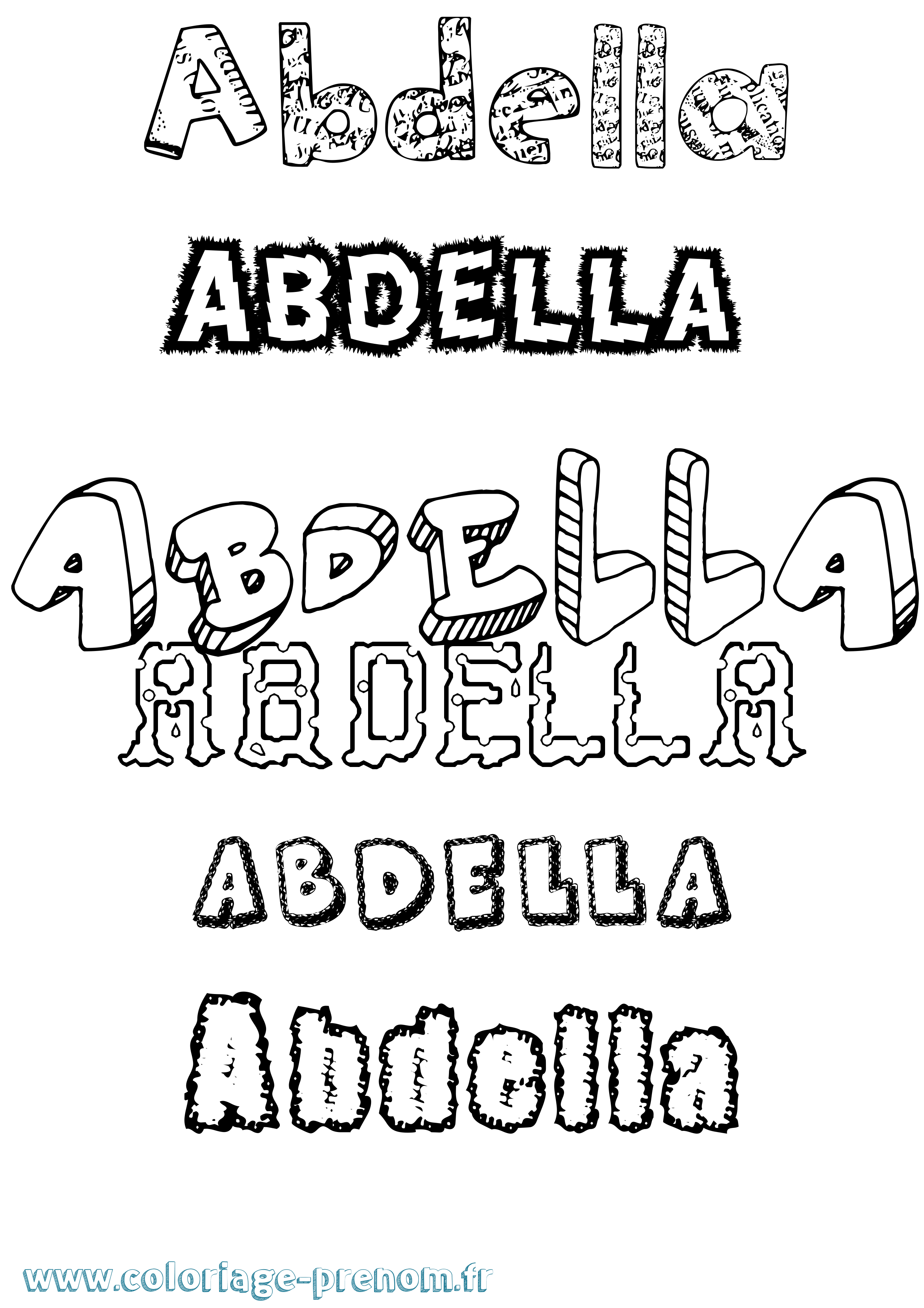 Coloriage prénom Abdella Destructuré