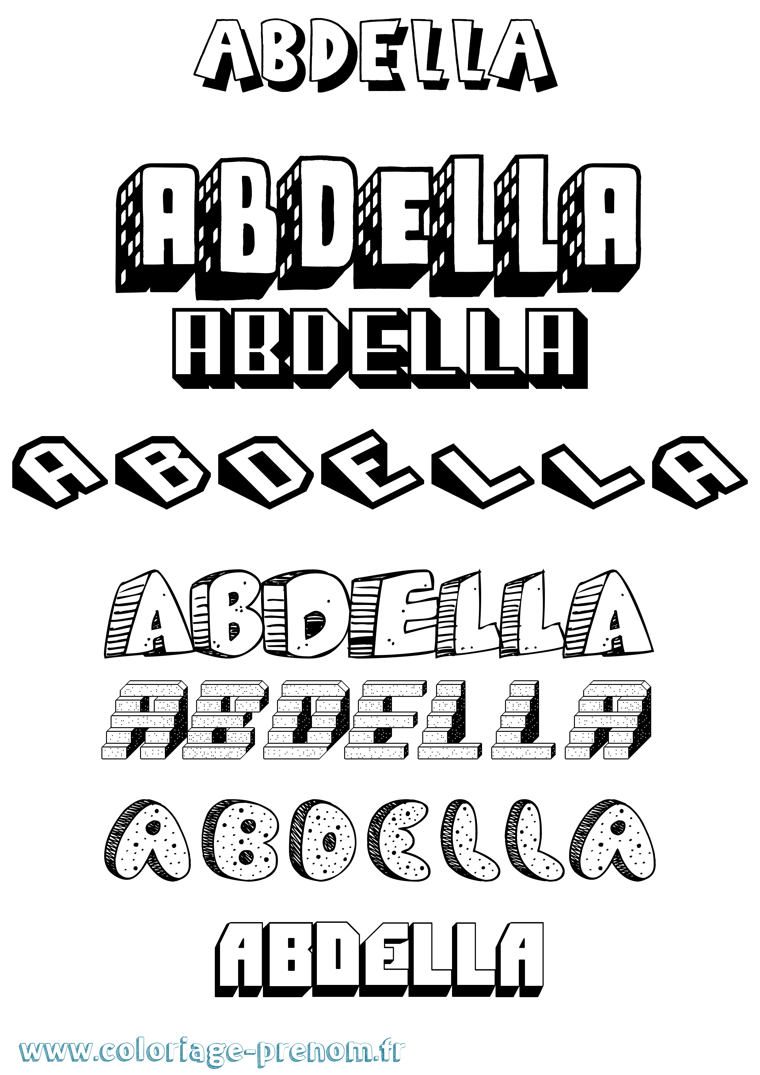 Coloriage prénom Abdella Effet 3D