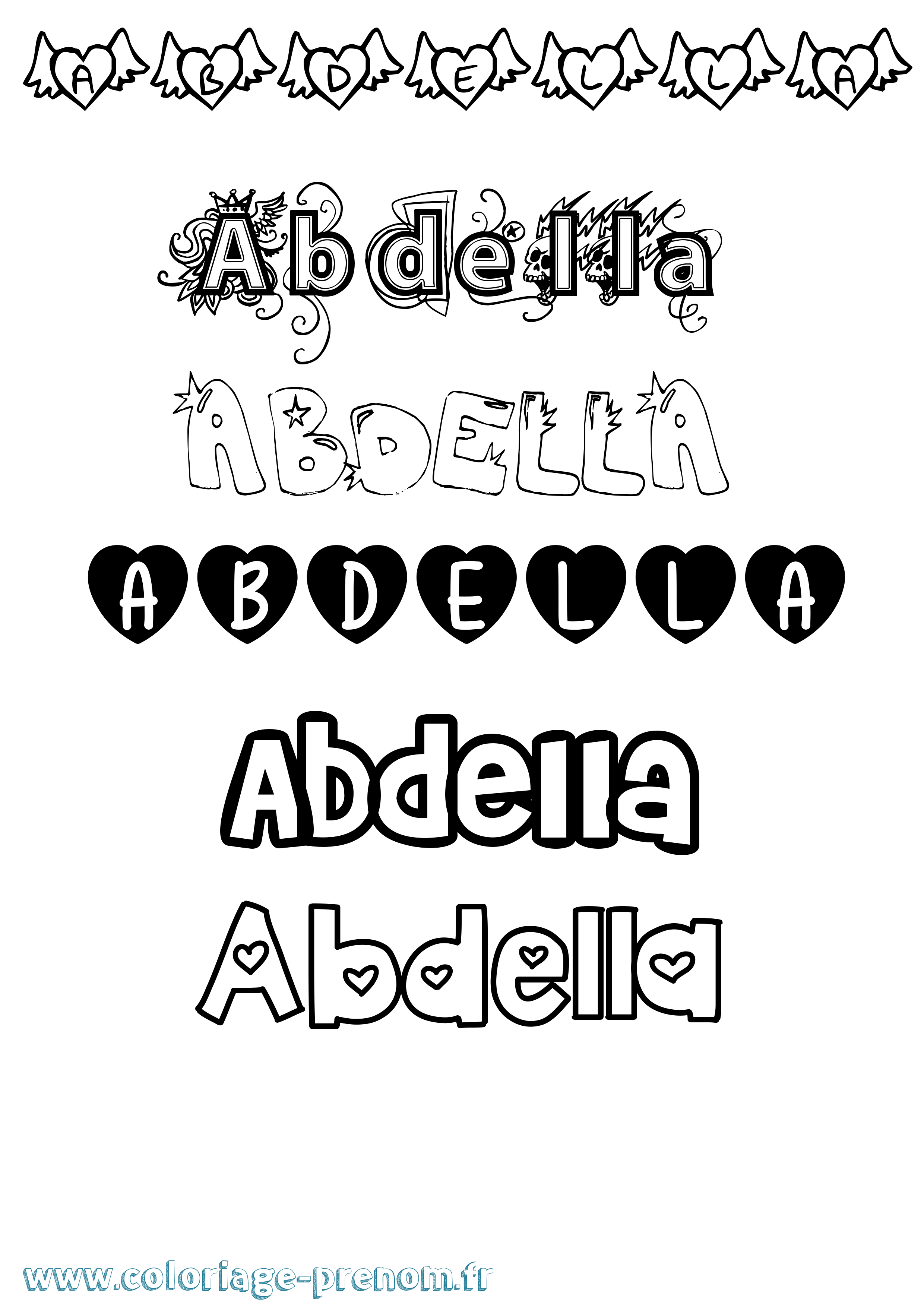 Coloriage prénom Abdella Girly