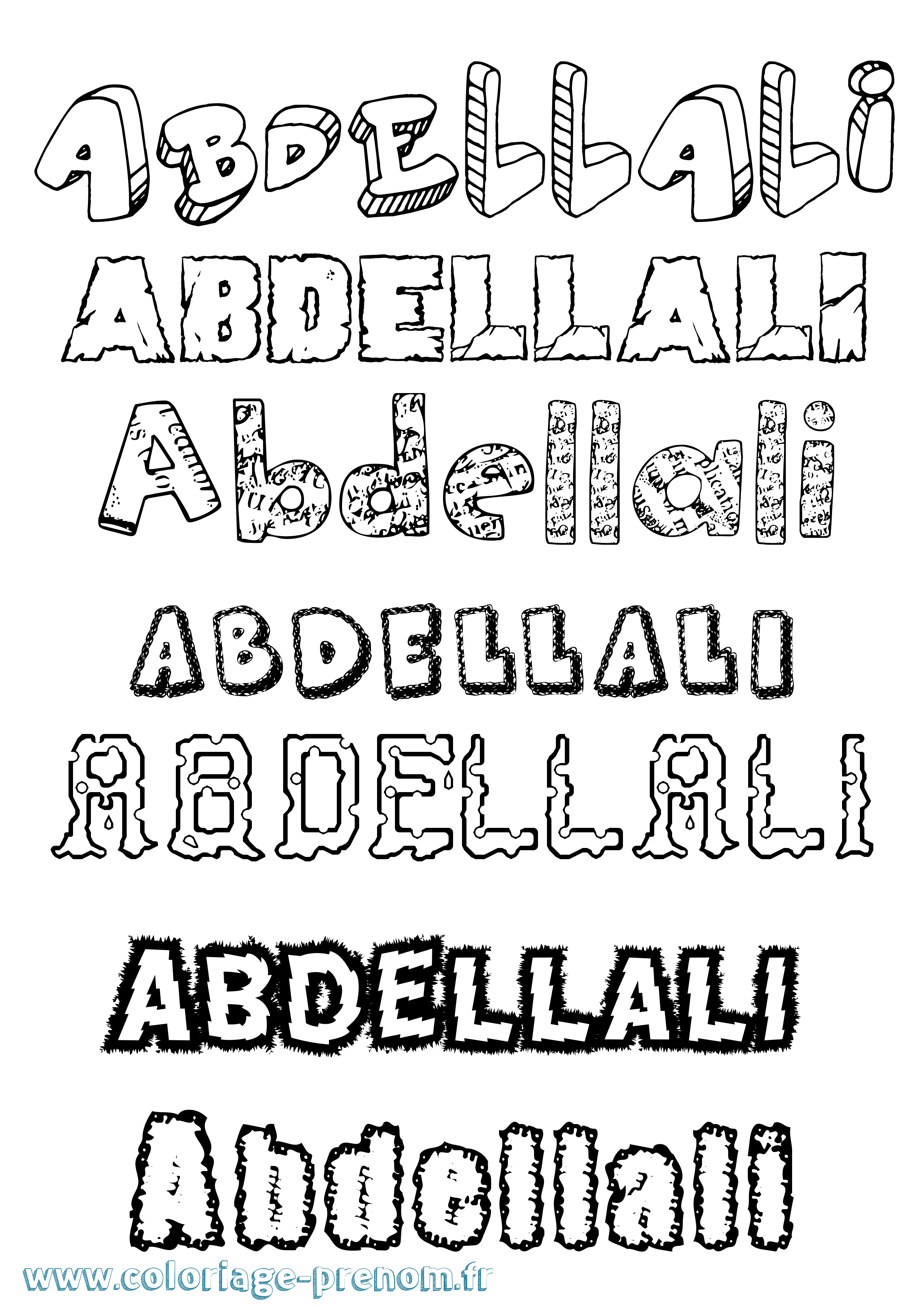 Coloriage prénom Abdellali Destructuré