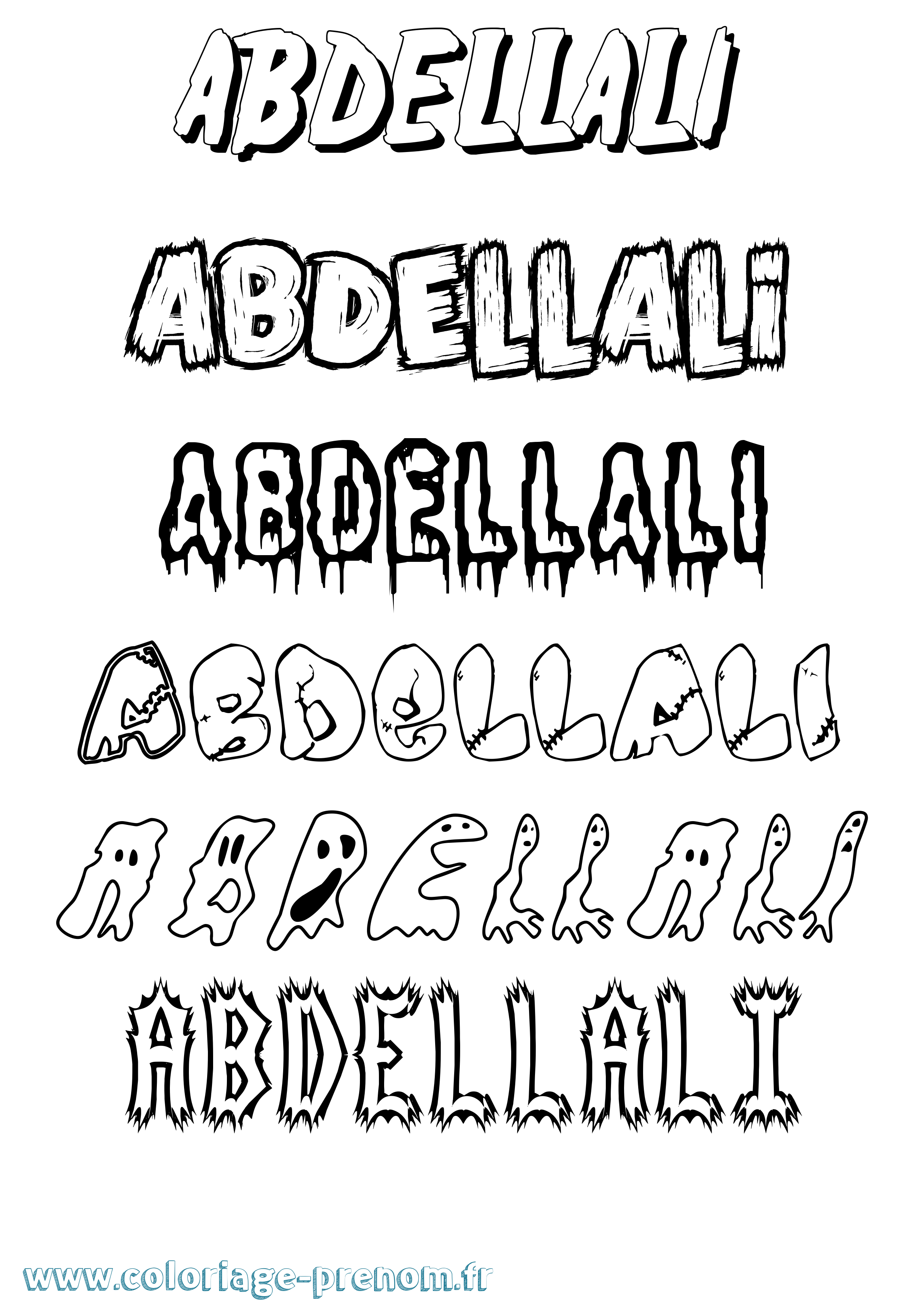 Coloriage prénom Abdellali Frisson
