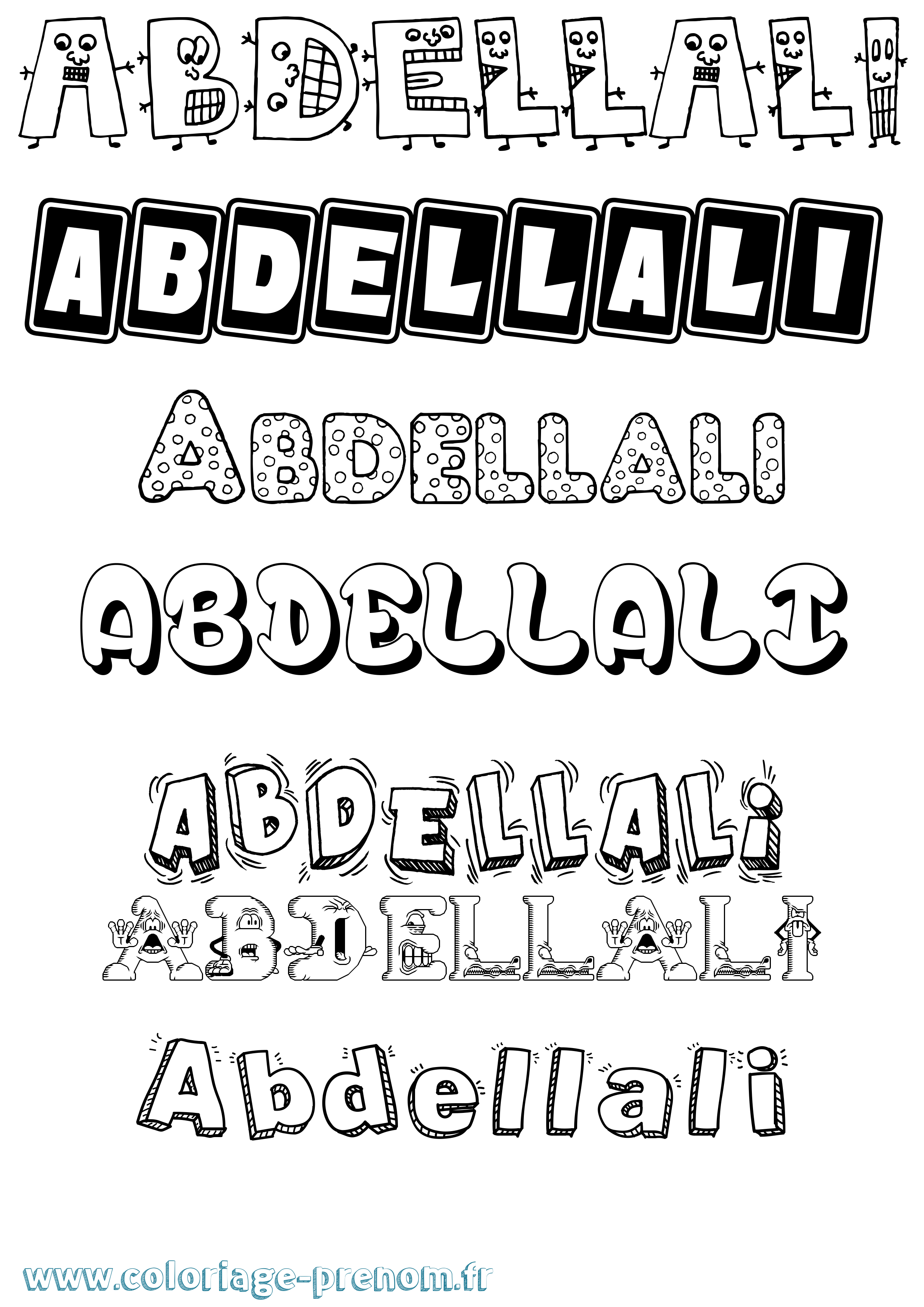 Coloriage prénom Abdellali Fun
