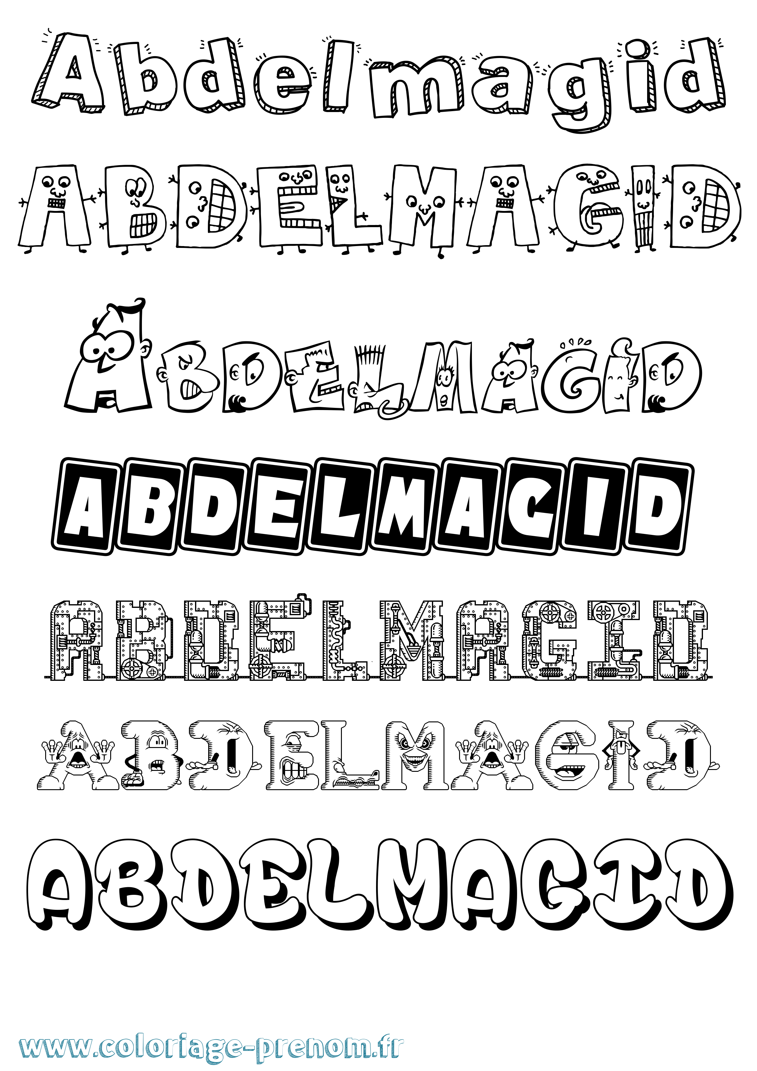 Coloriage prénom Abdelmagid Fun