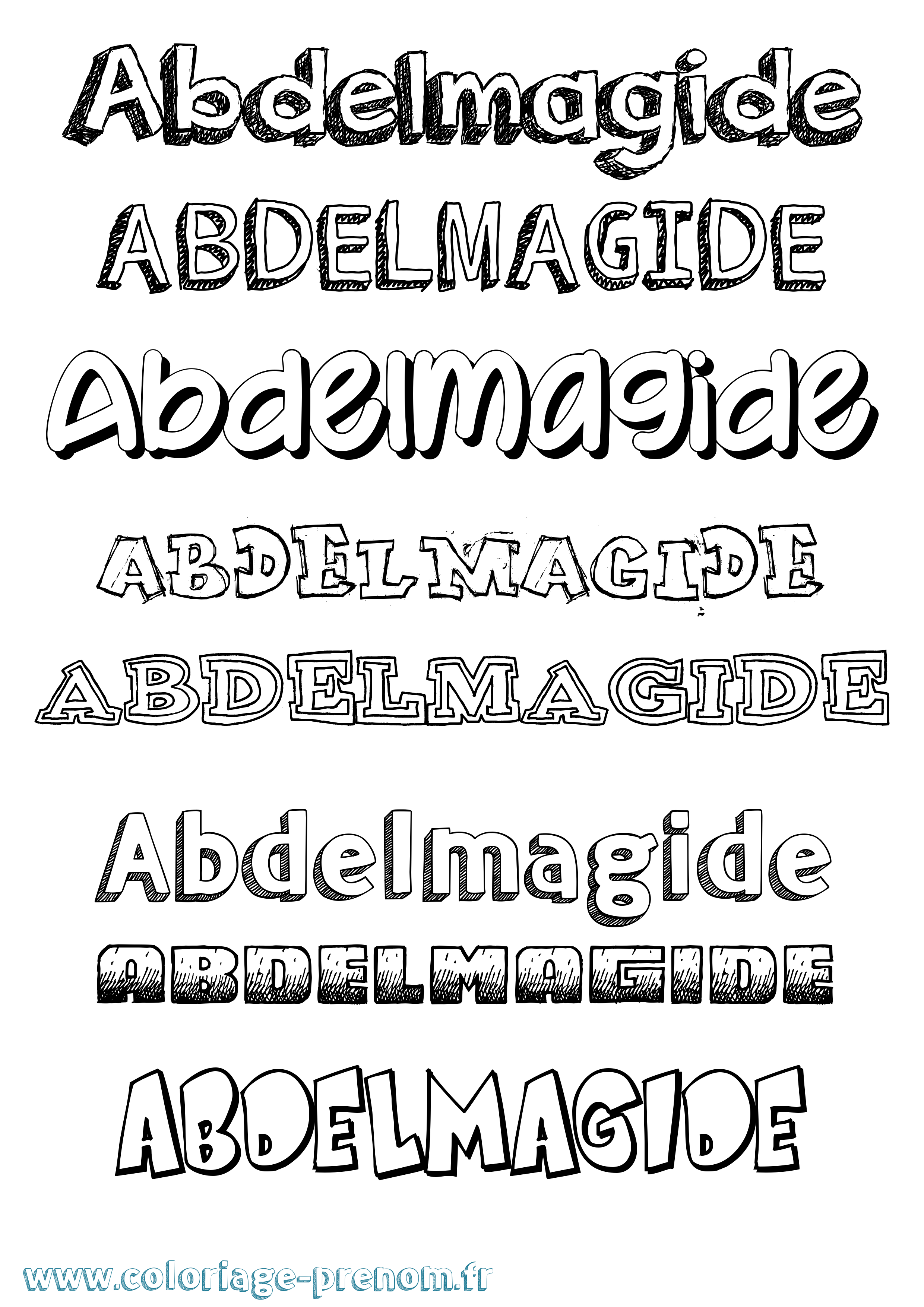 Coloriage prénom Abdelmagide Dessiné