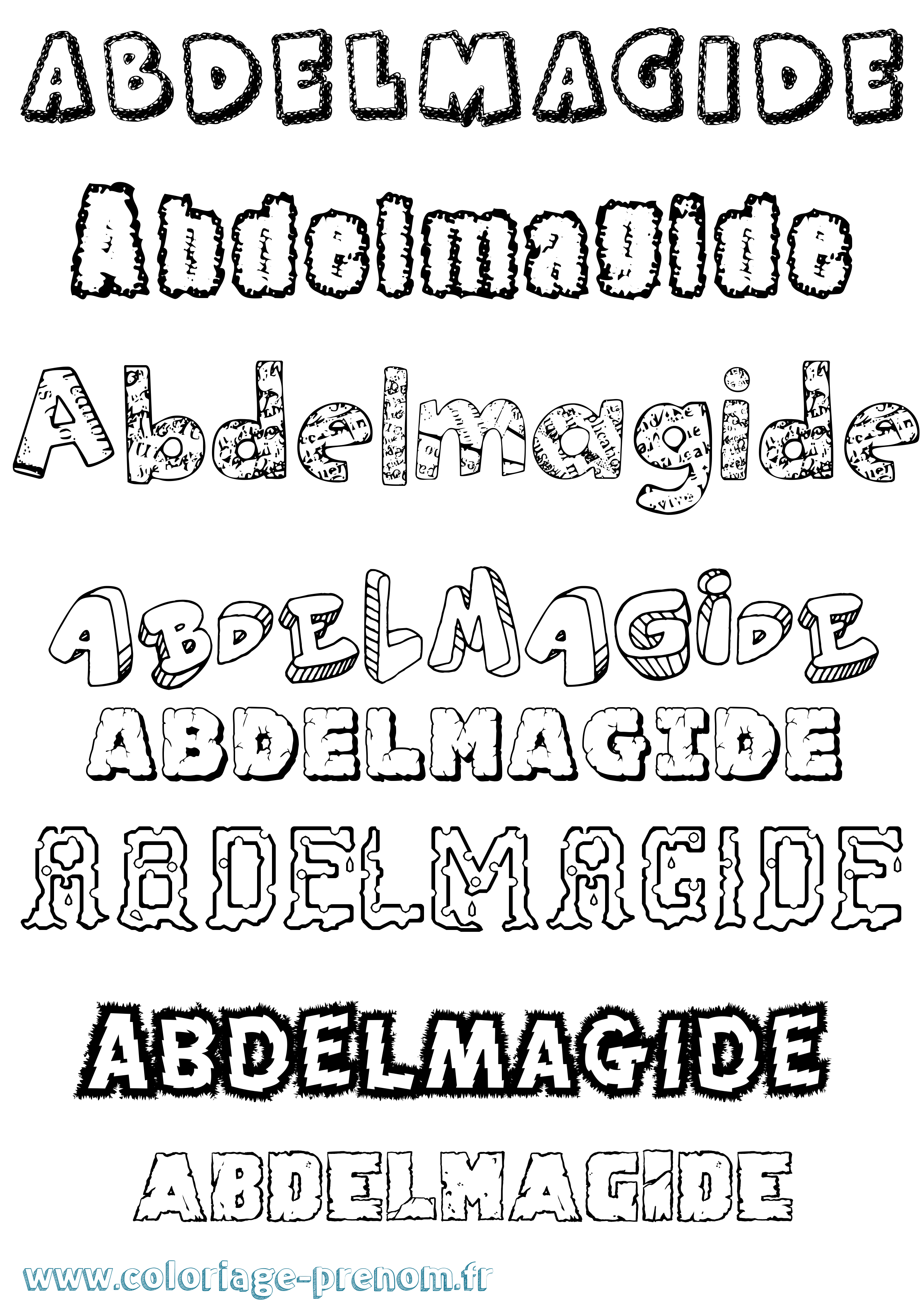 Coloriage prénom Abdelmagide Destructuré