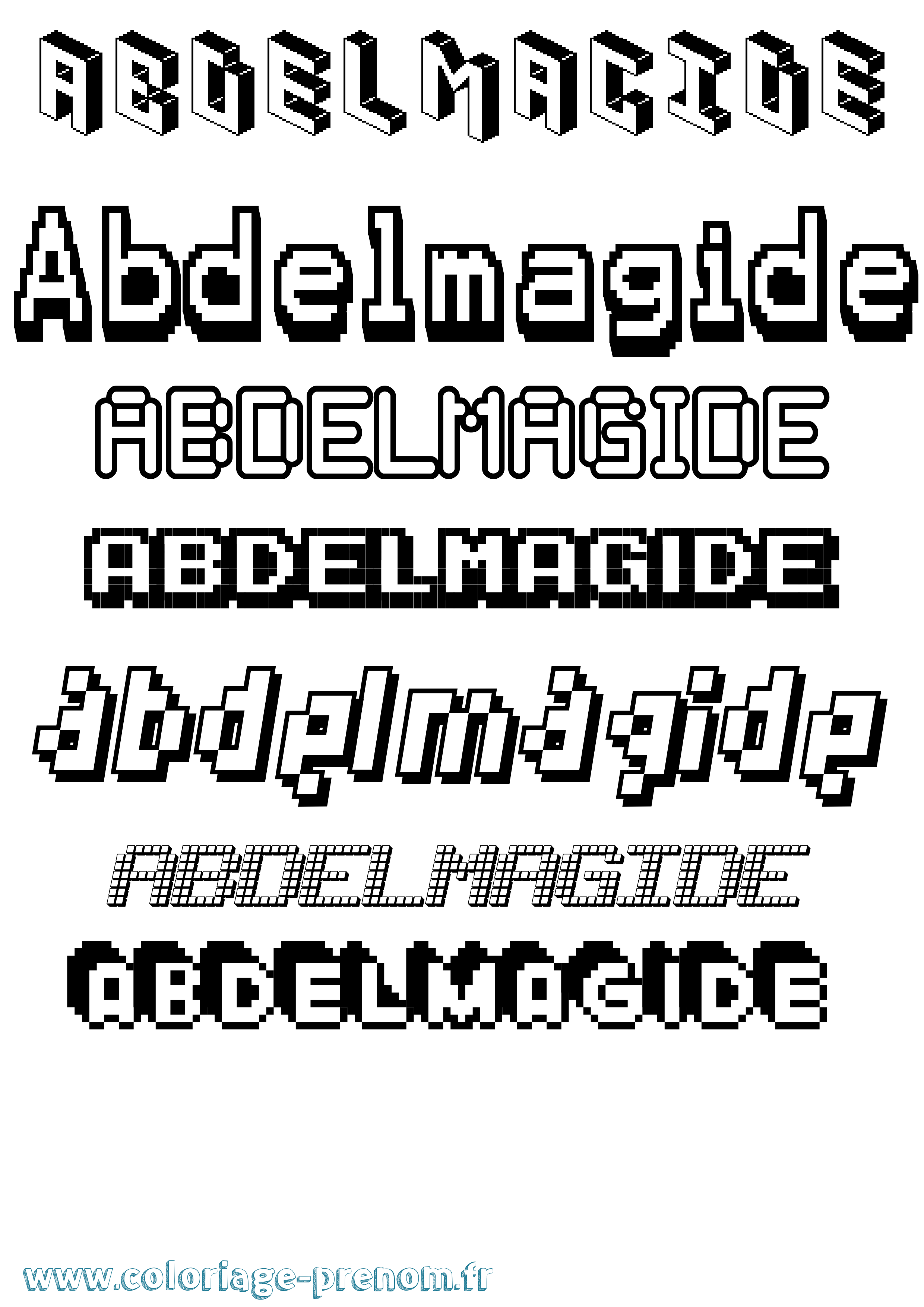 Coloriage prénom Abdelmagide Pixel
