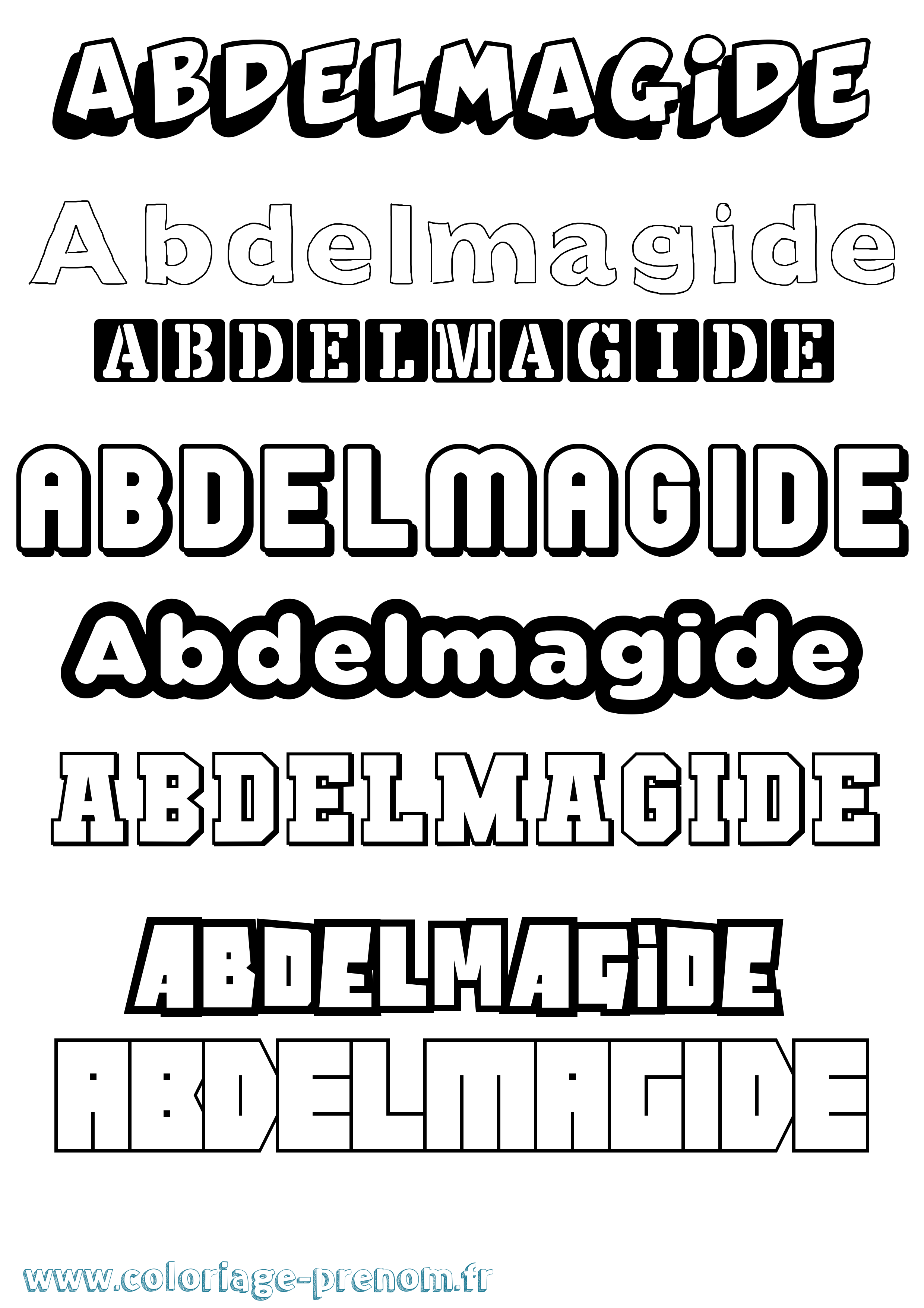 Coloriage prénom Abdelmagide Simple