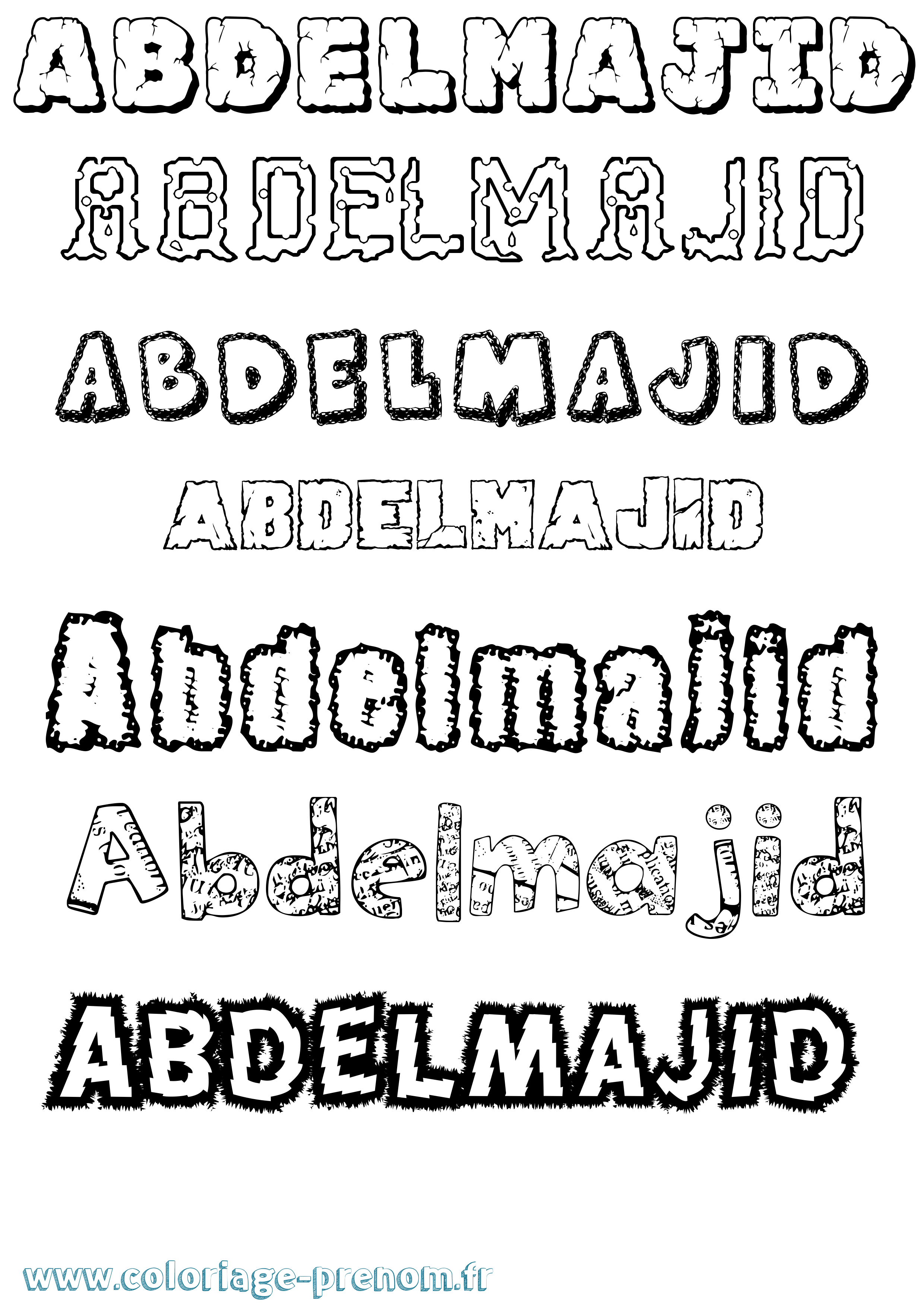 Coloriage prénom Abdelmajid Destructuré