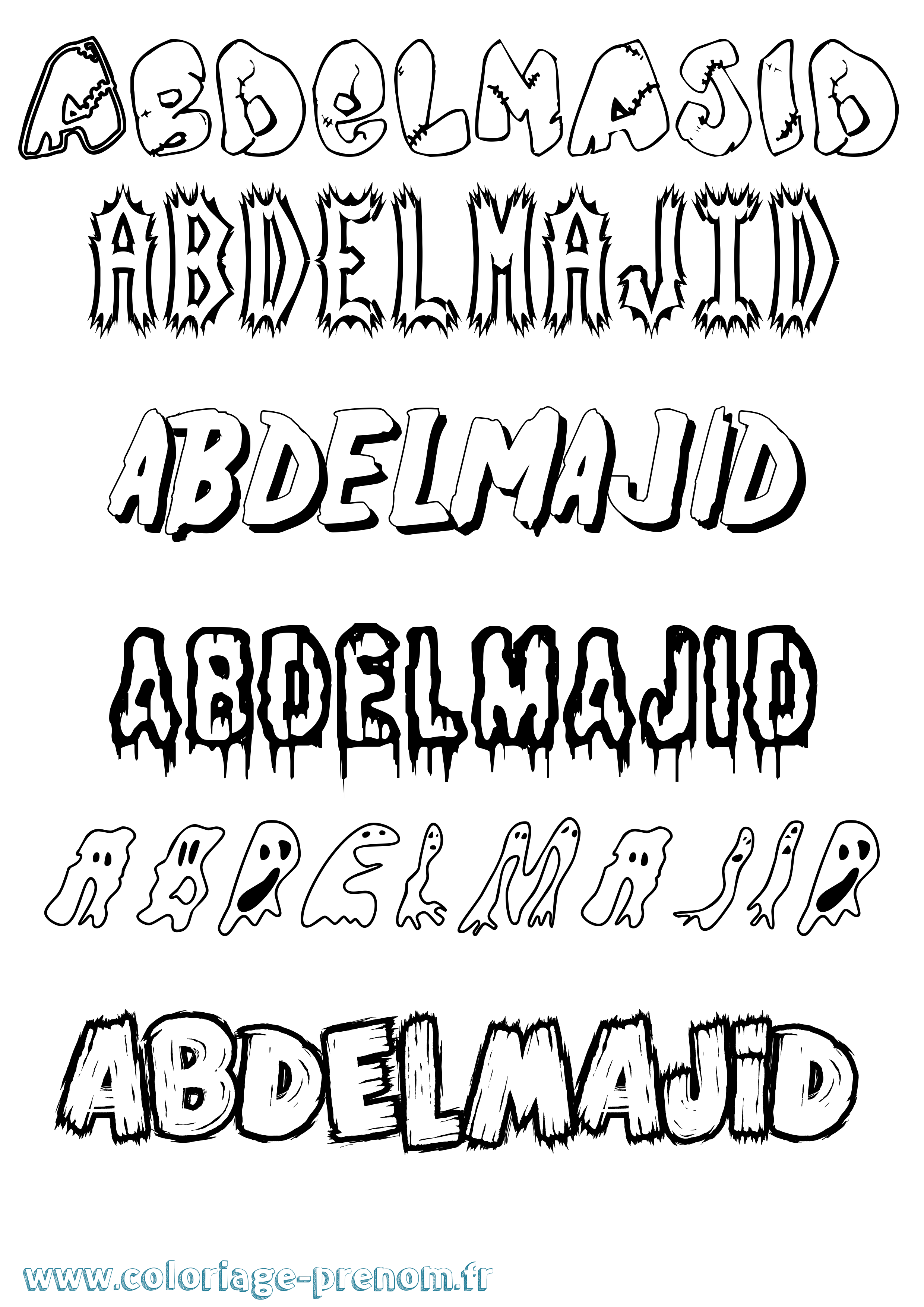 Coloriage prénom Abdelmajid Frisson