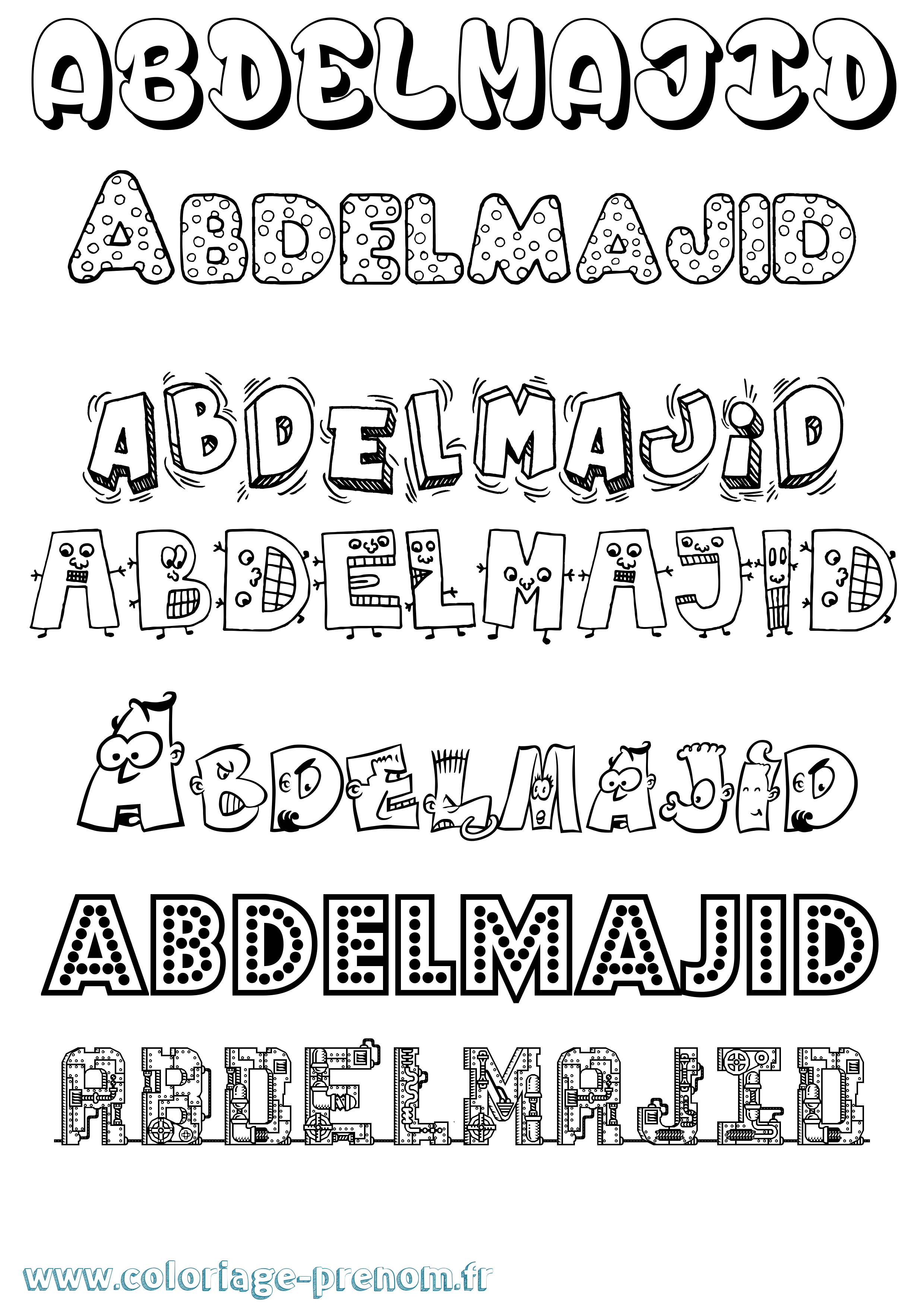 Coloriage prénom Abdelmajid Fun
