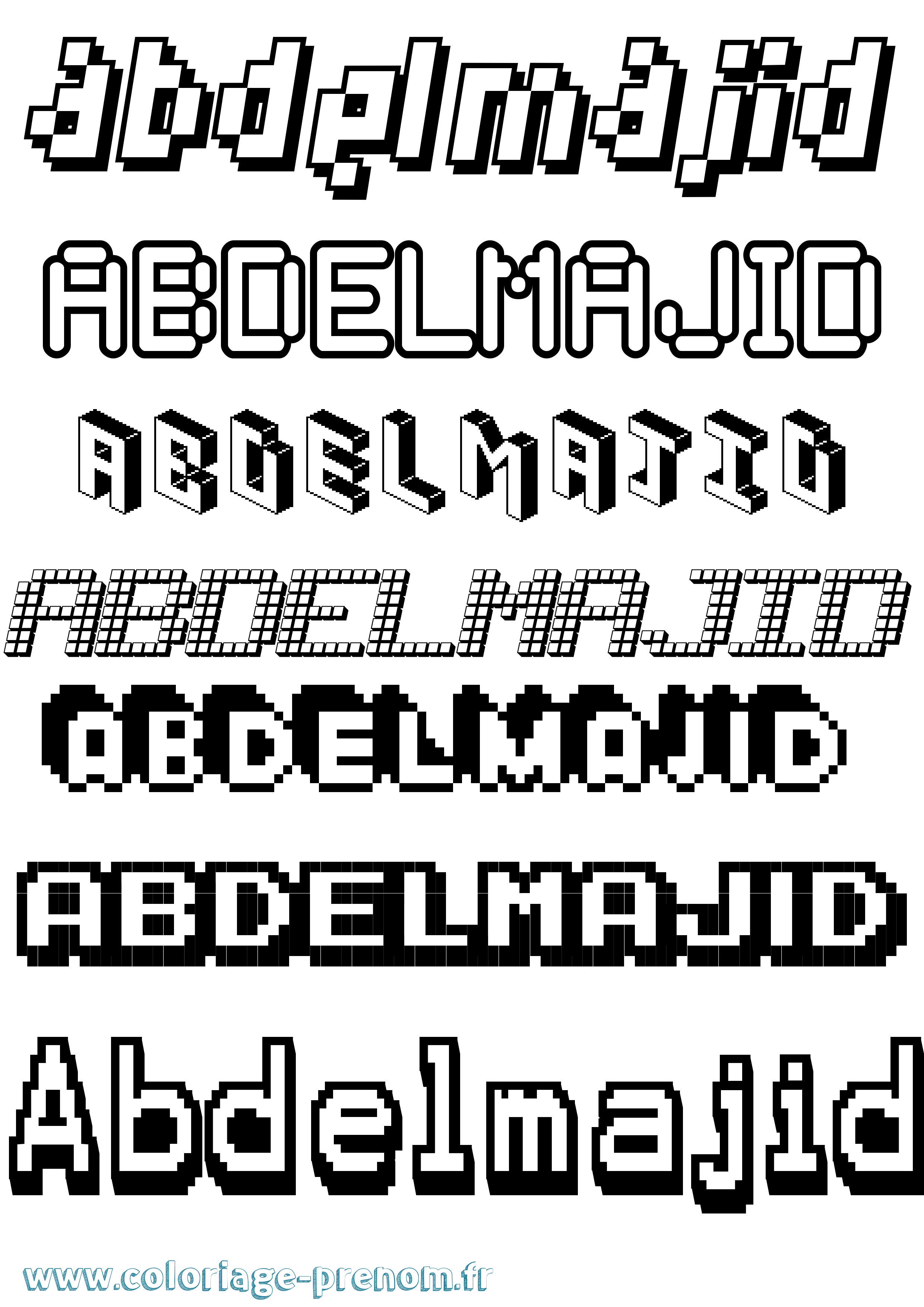 Coloriage prénom Abdelmajid Pixel
