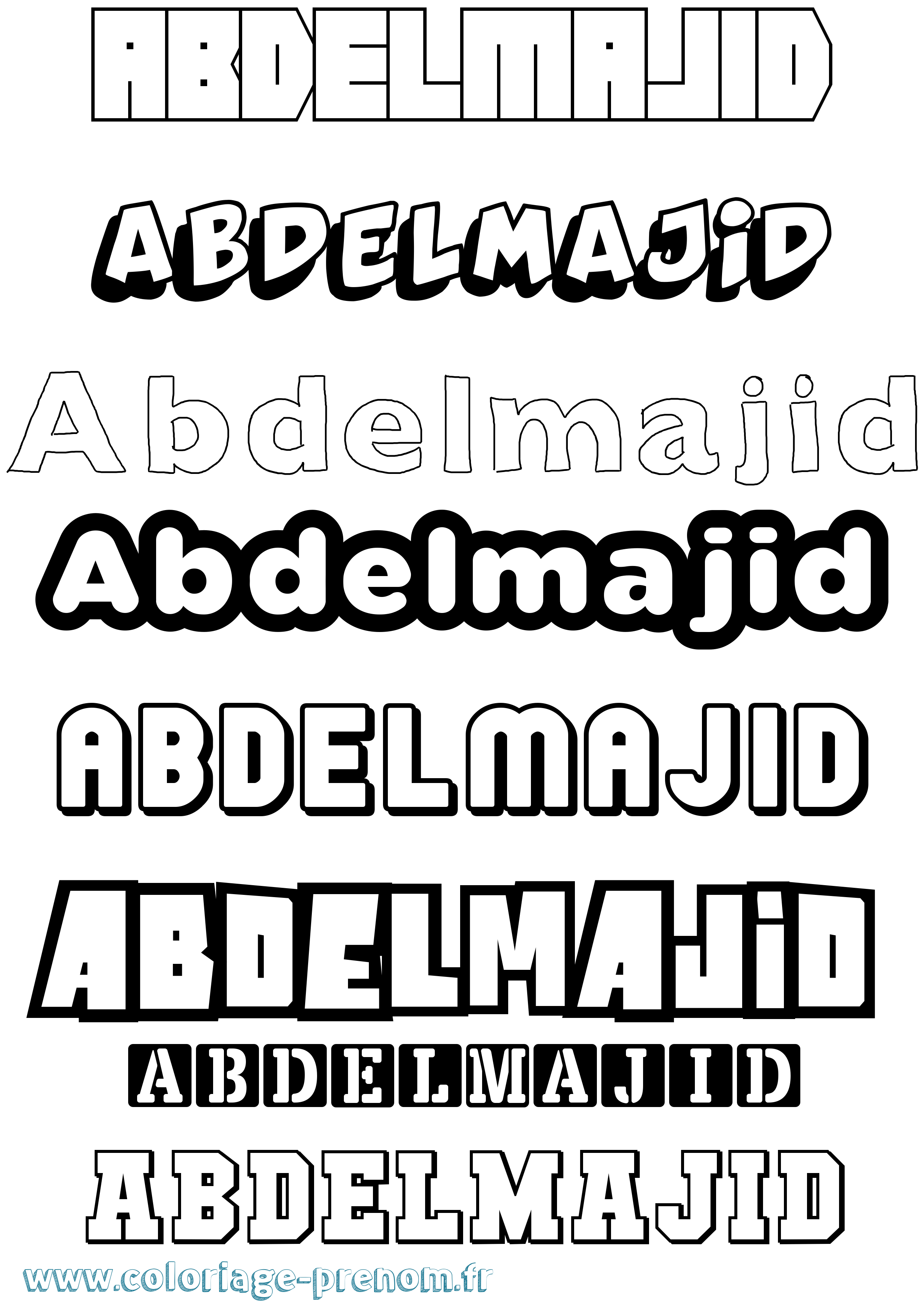 Coloriage prénom Abdelmajid Simple