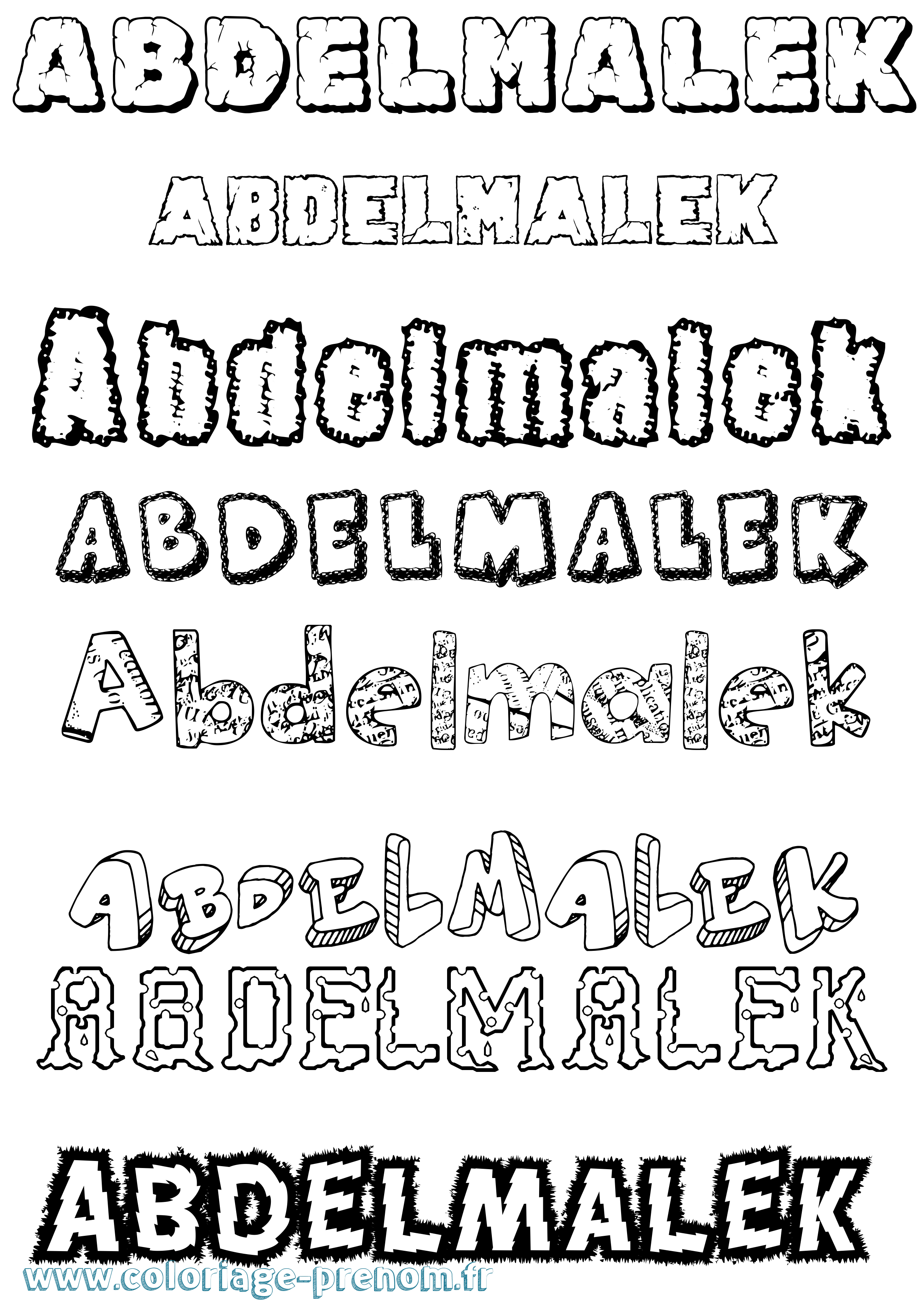 Coloriage prénom Abdelmalek Destructuré