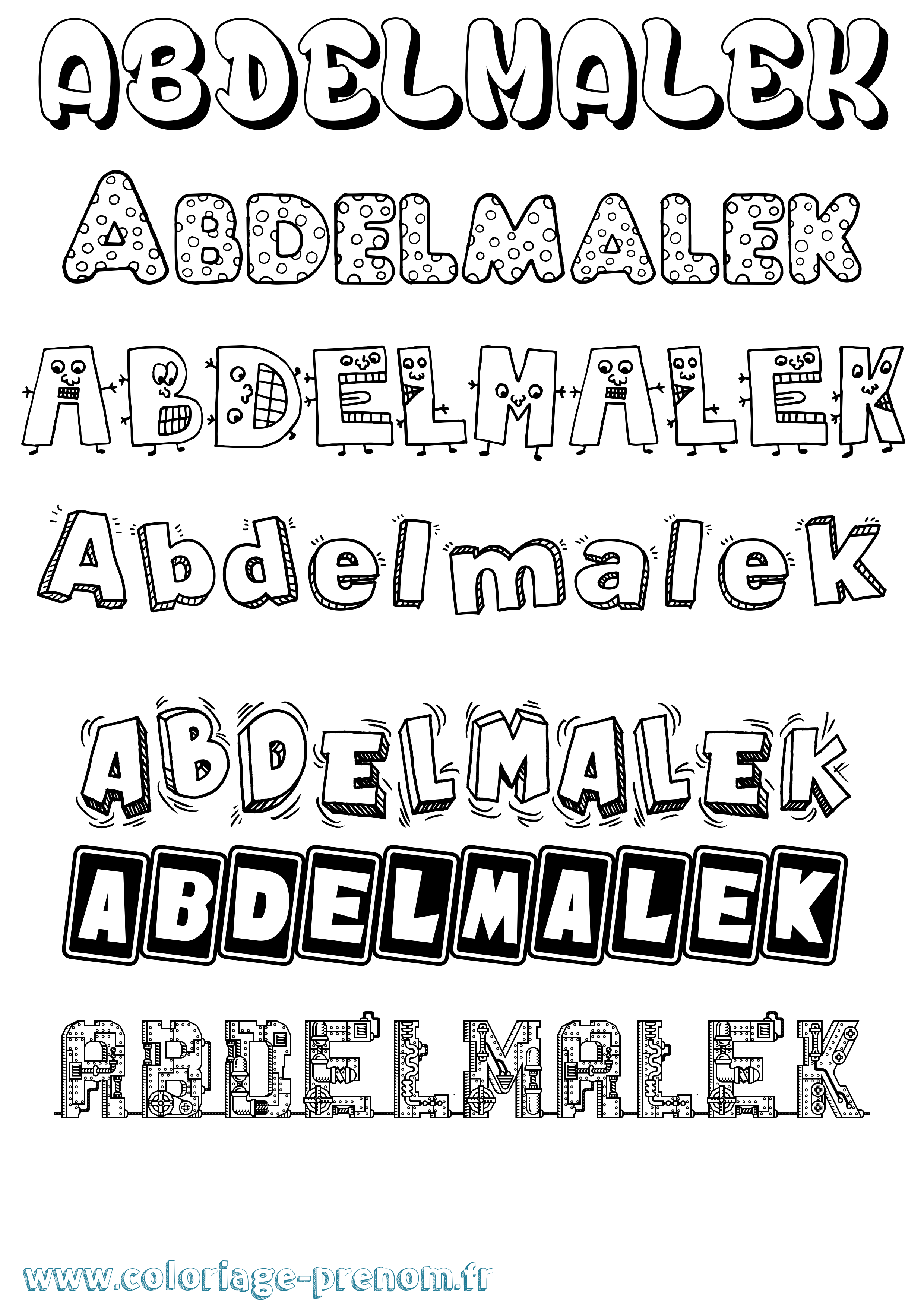 Coloriage prénom Abdelmalek Fun
