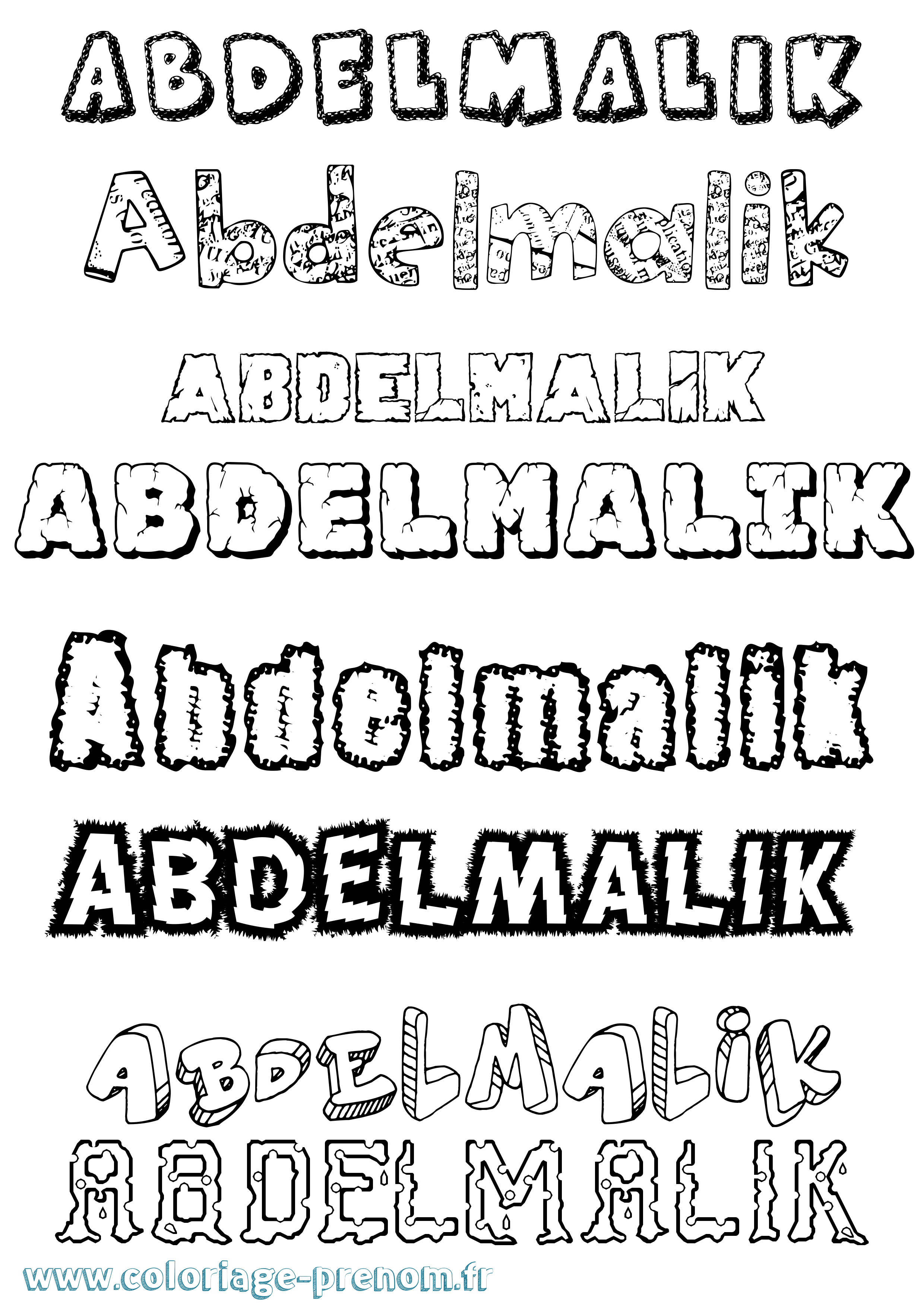 Coloriage prénom Abdelmalik Destructuré