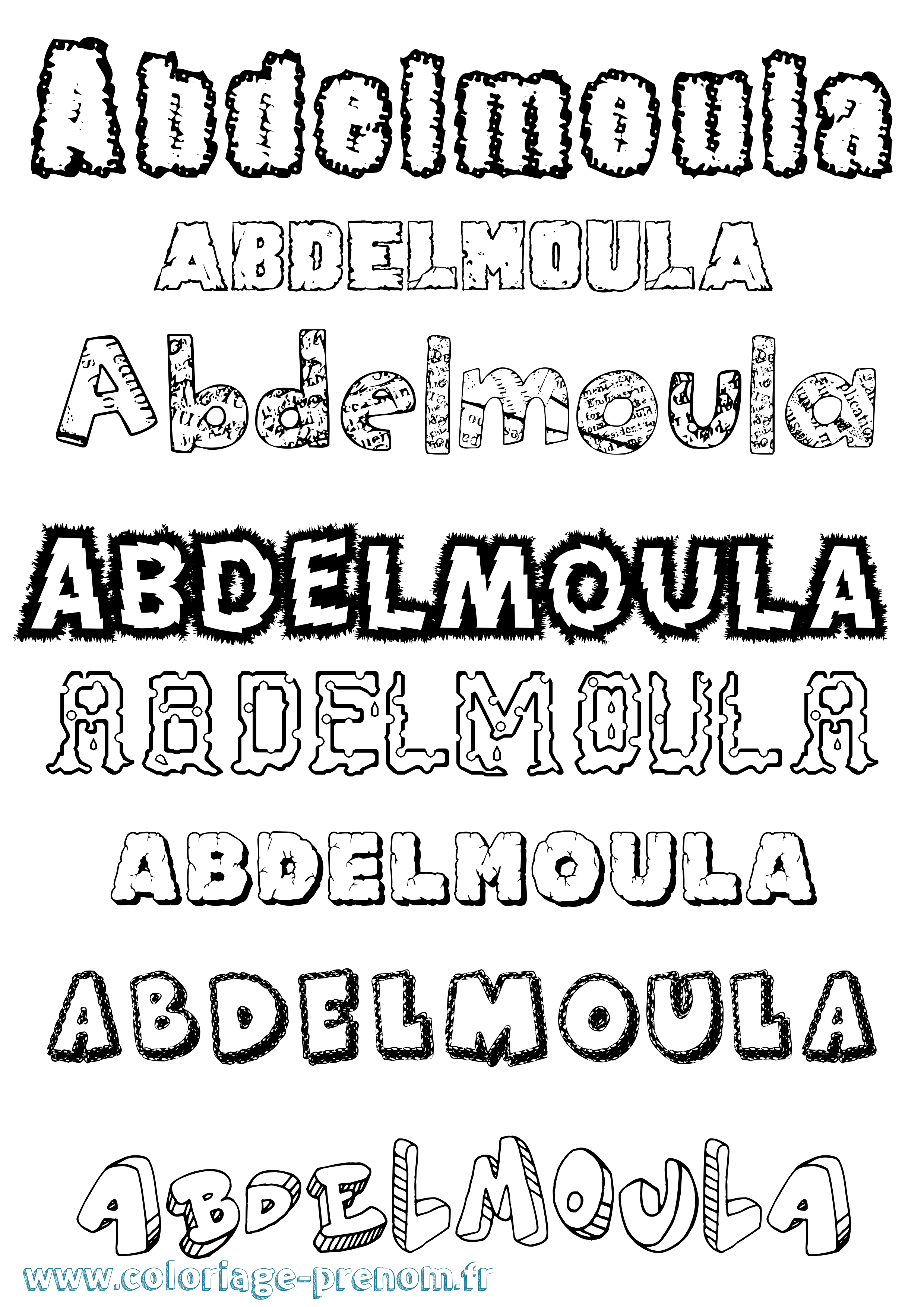 Coloriage prénom Abdelmoula Destructuré
