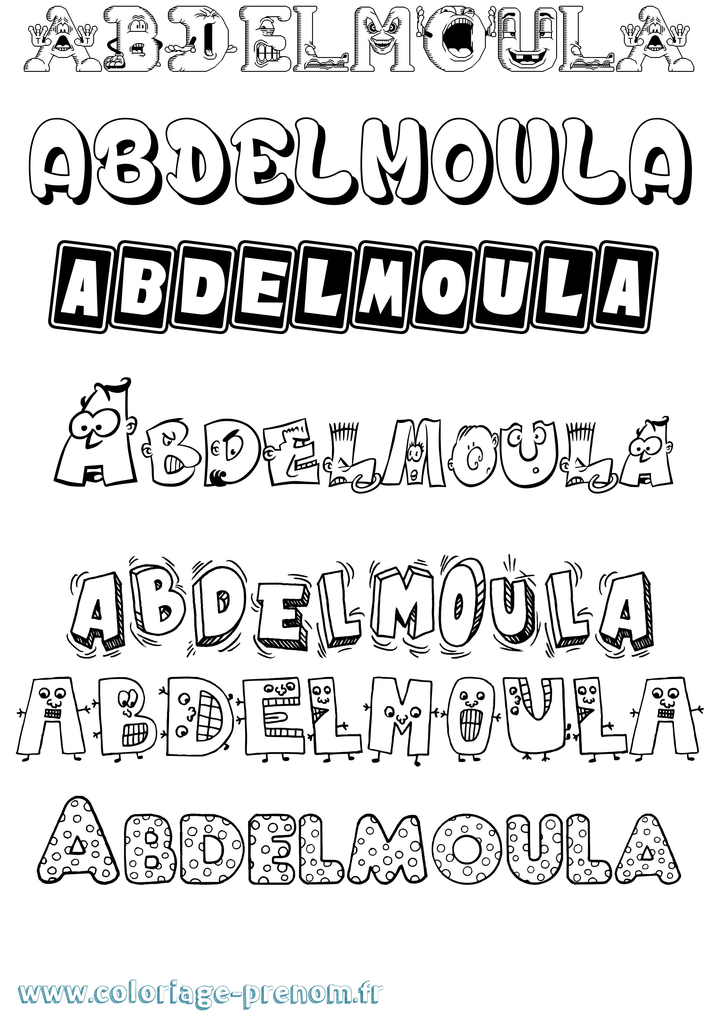 Coloriage prénom Abdelmoula Fun
