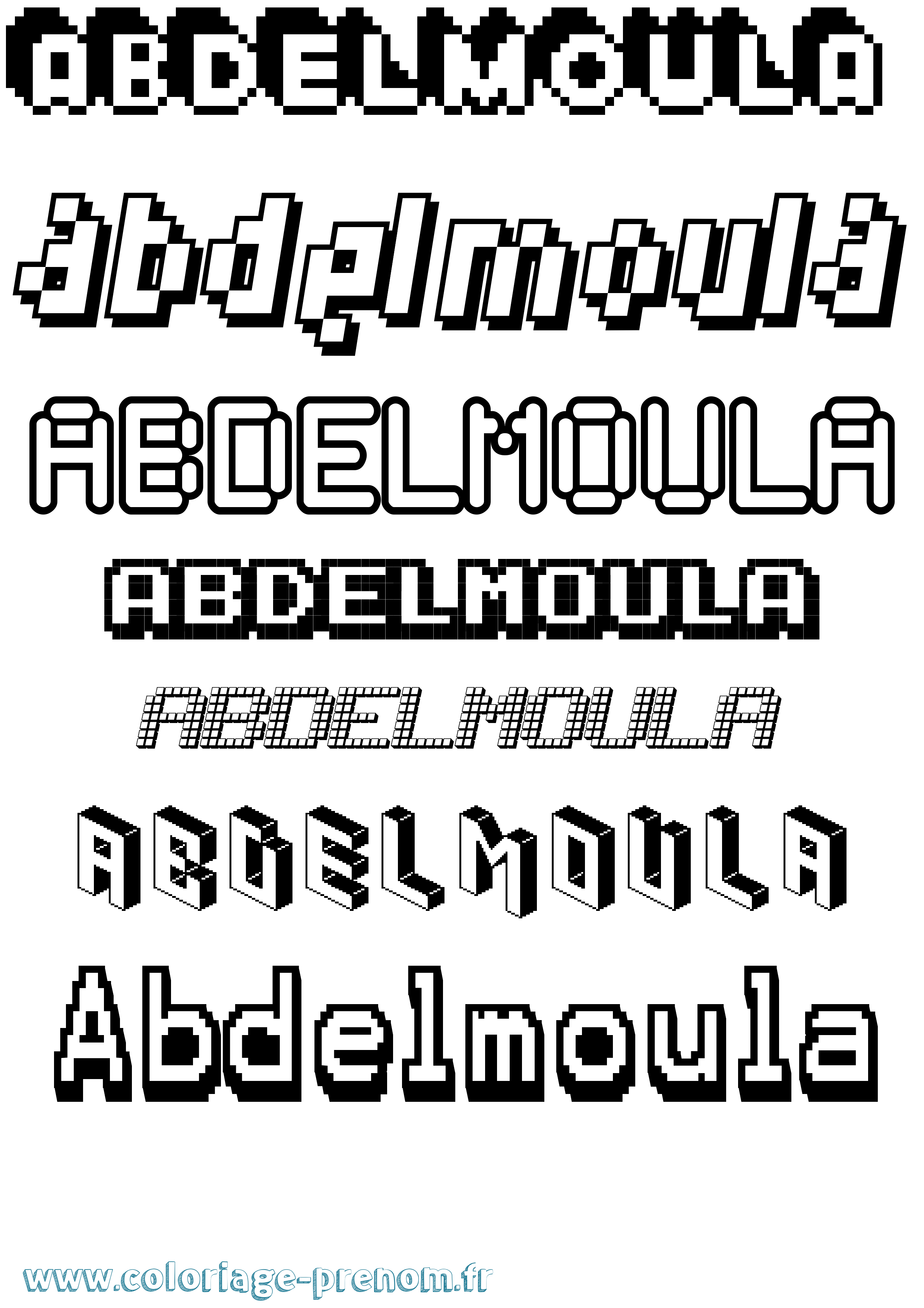 Coloriage prénom Abdelmoula Pixel