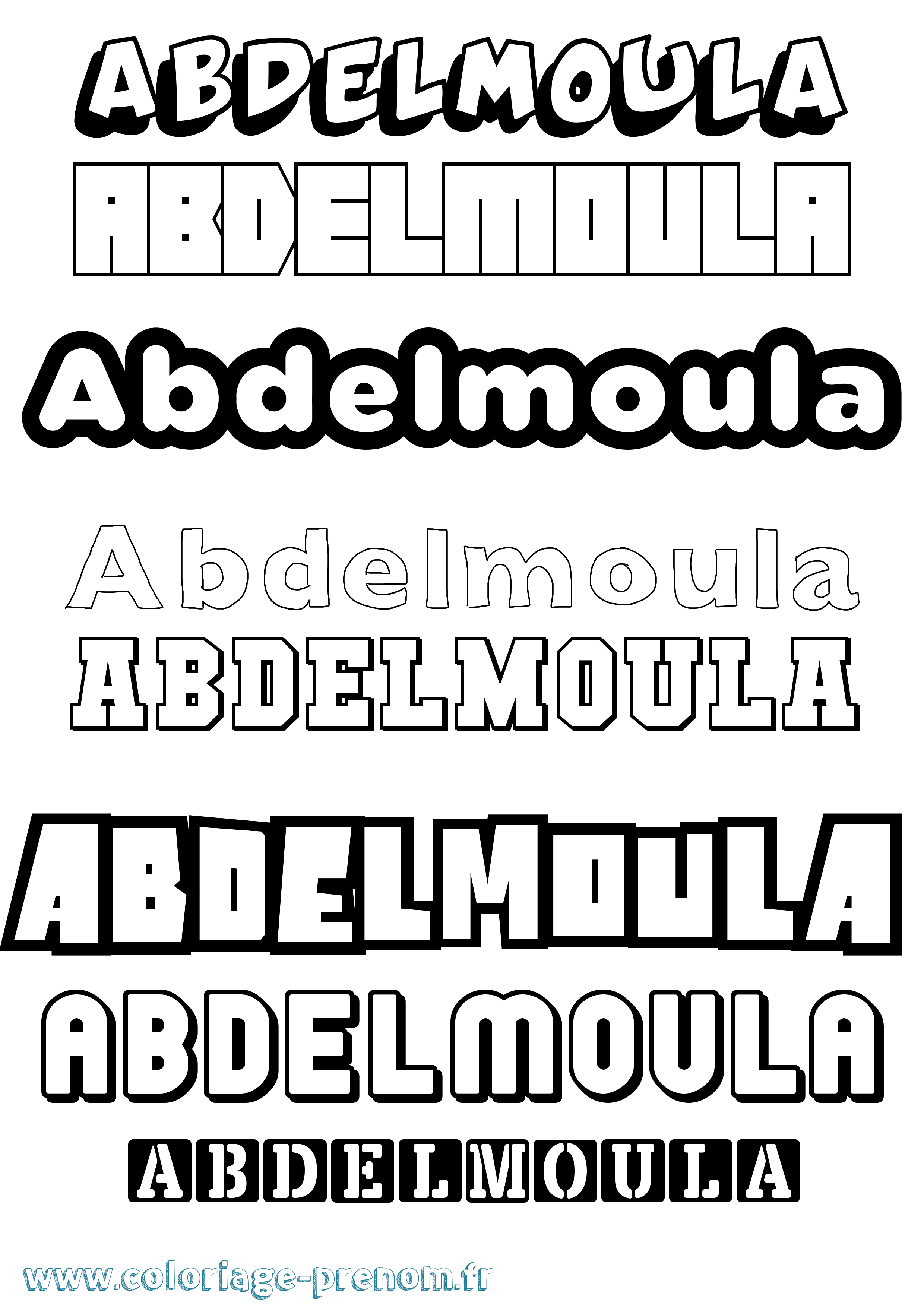Coloriage prénom Abdelmoula Simple