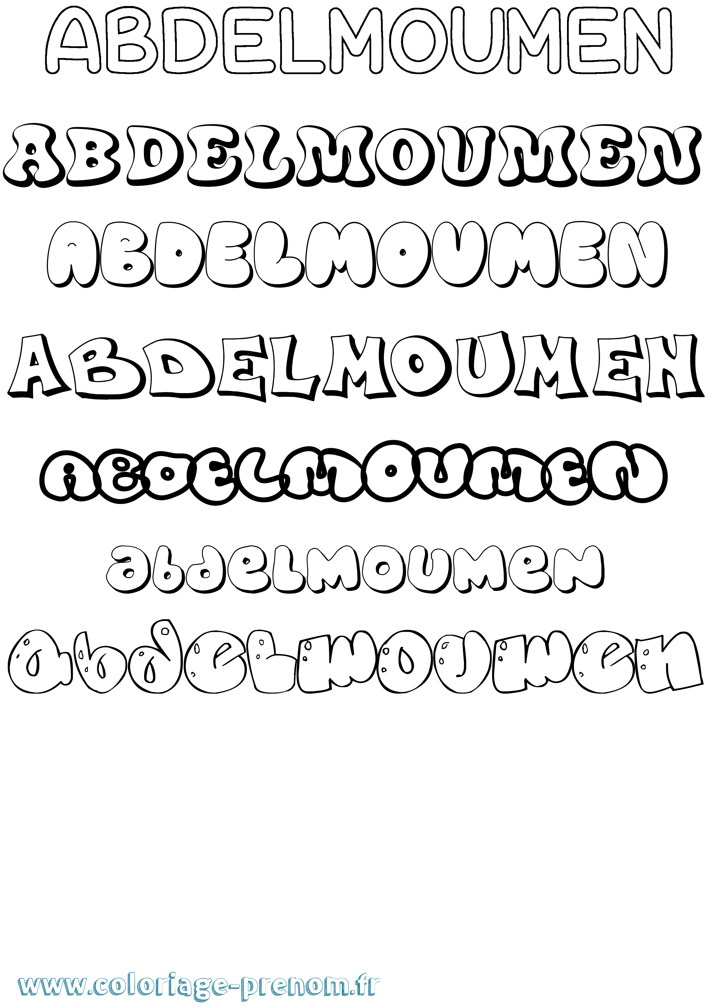 Coloriage Abdelmoumen Bubble Coloriage prénom Abdelmoumen Bubble