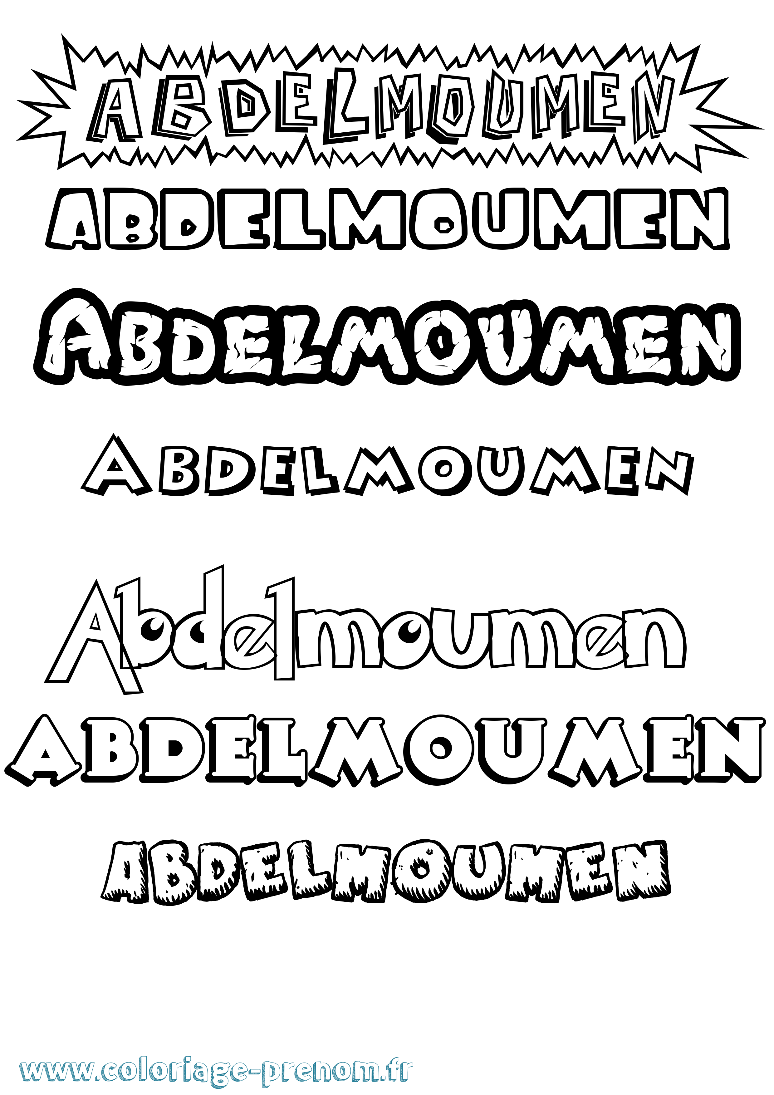 Coloriage Abdelmoumen Dessin Animé Coloriage prénom Abdelmoumen Dessin Animé