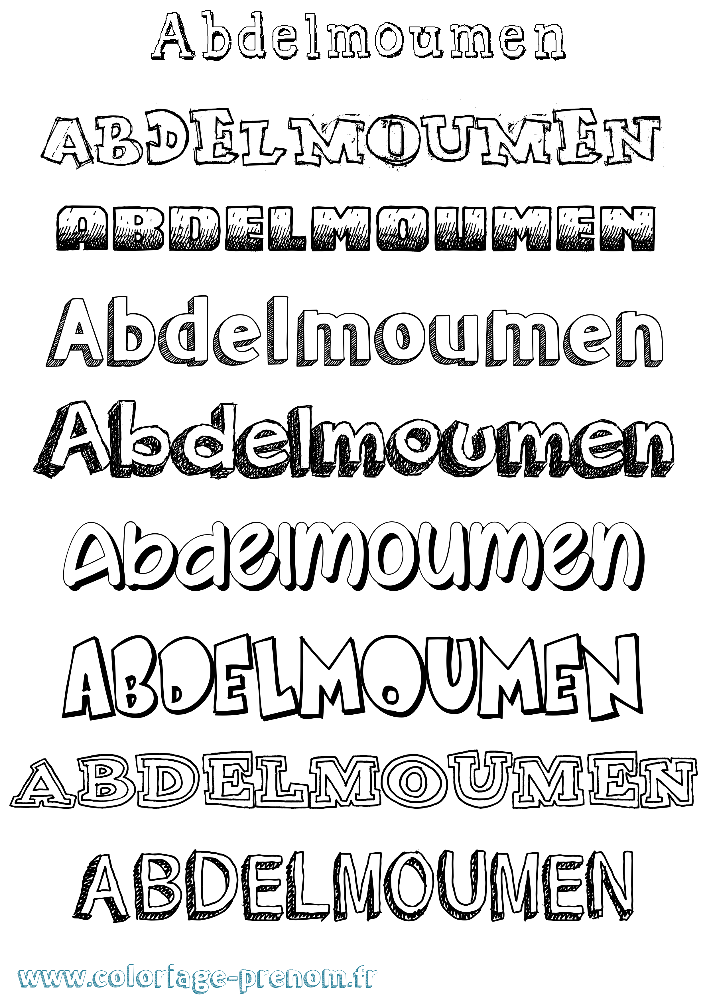 Coloriage Abdelmoumen Dessiné Coloriage prénom Abdelmoumen Dessiné
