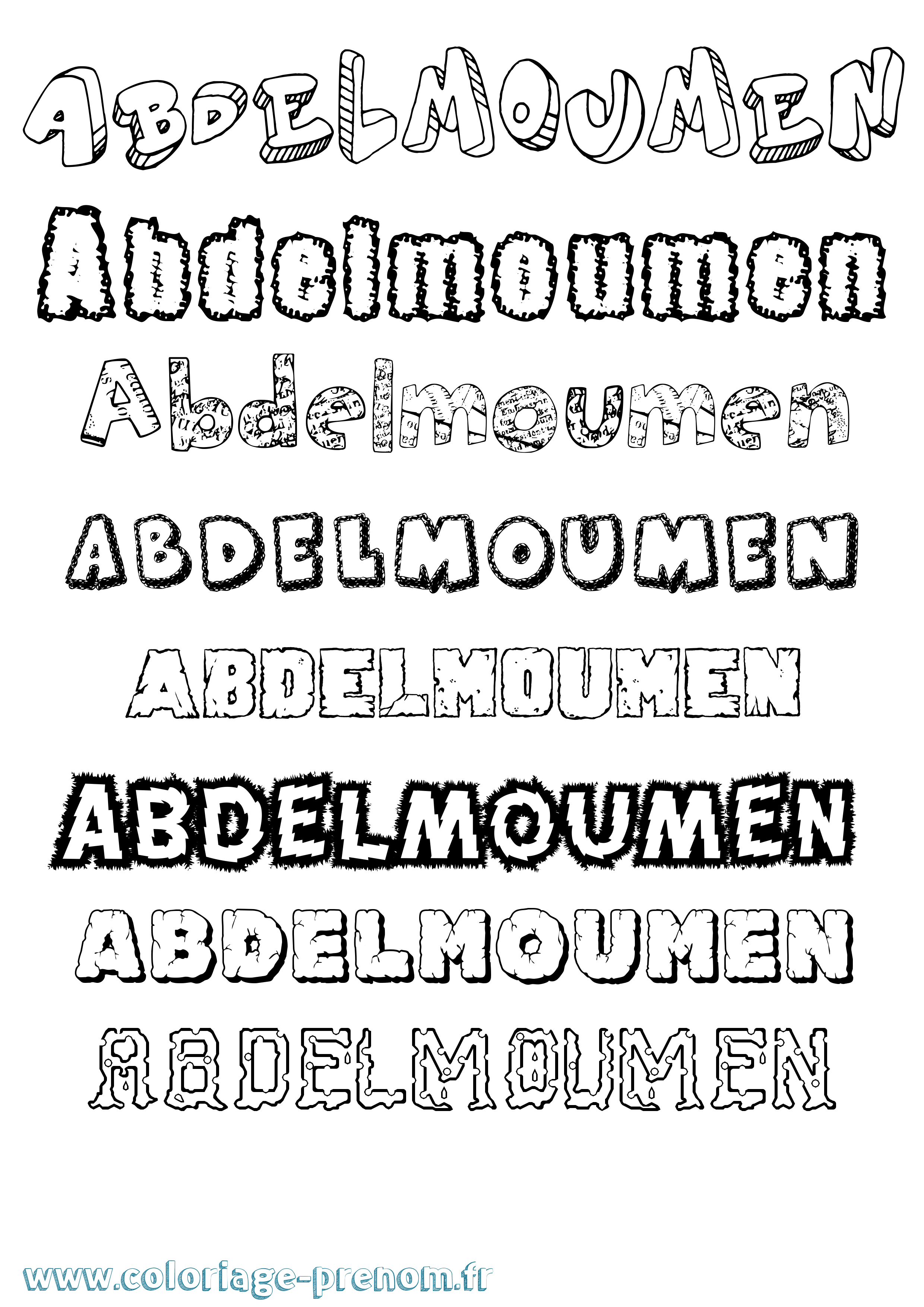 Coloriage Abdelmoumen Destructuré Coloriage prénom Abdelmoumen Destructuré