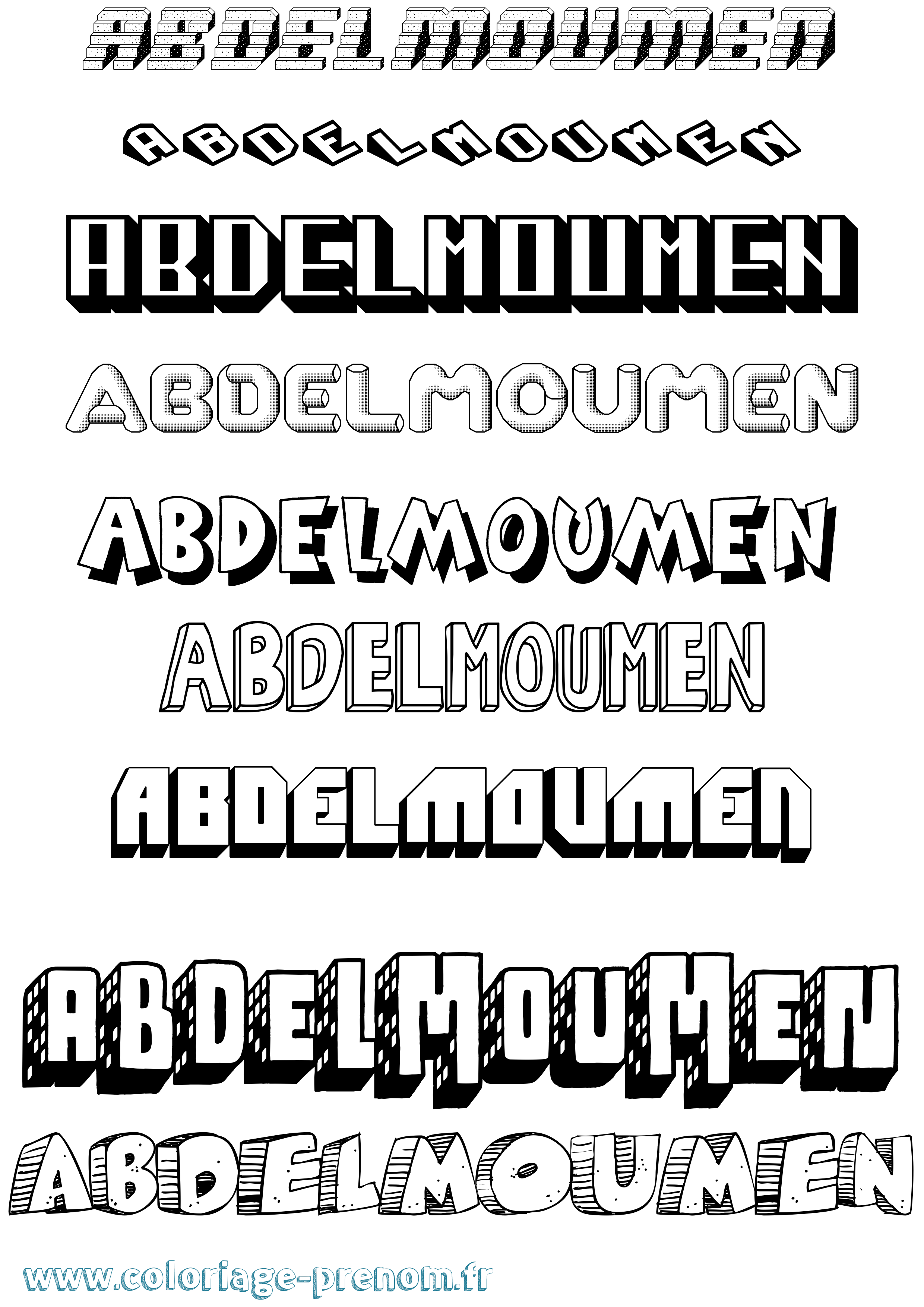 Coloriage Abdelmoumen Effet 3D Coloriage prénom Abdelmoumen Effet 3D