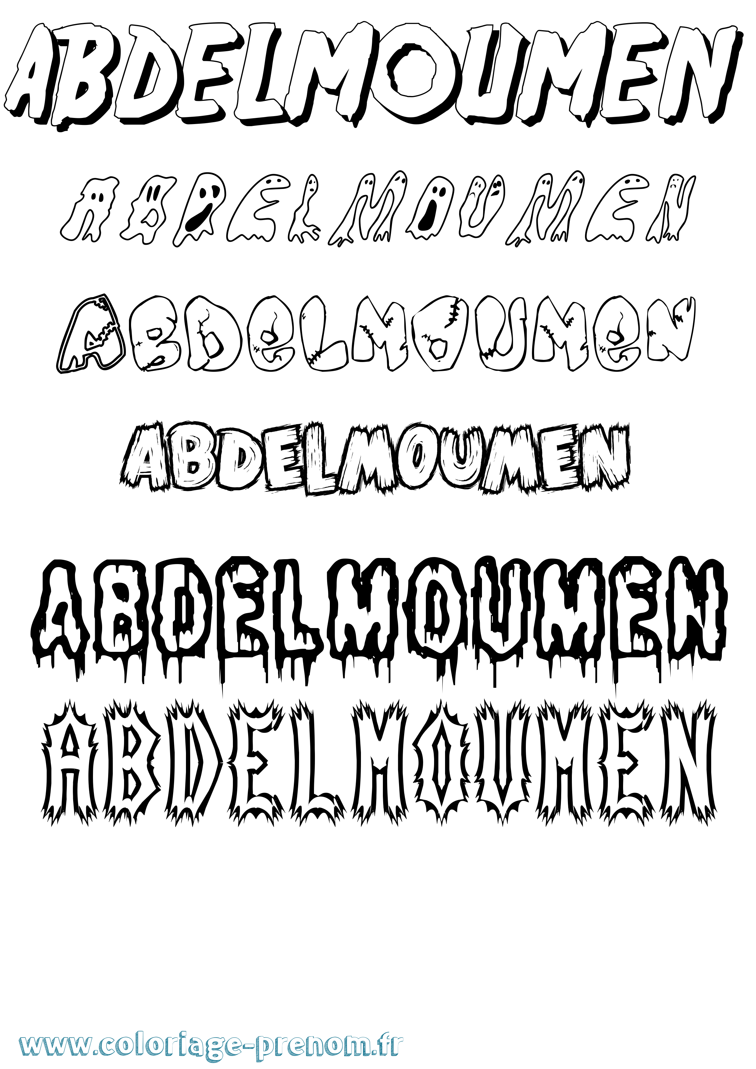 Coloriage Abdelmoumen Frisson Coloriage prénom Abdelmoumen Frisson