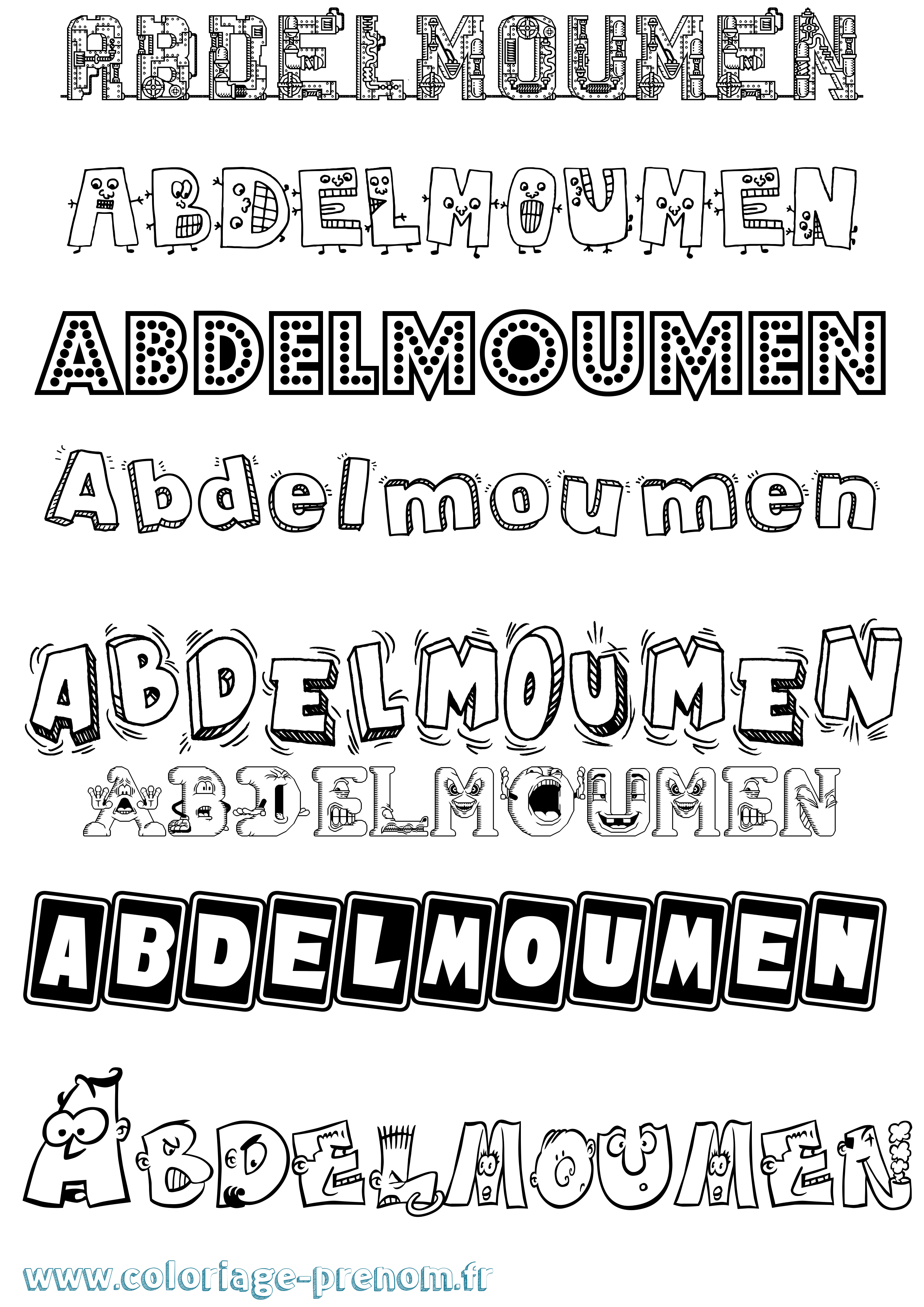Coloriage prénom Abdelmoumen Fun