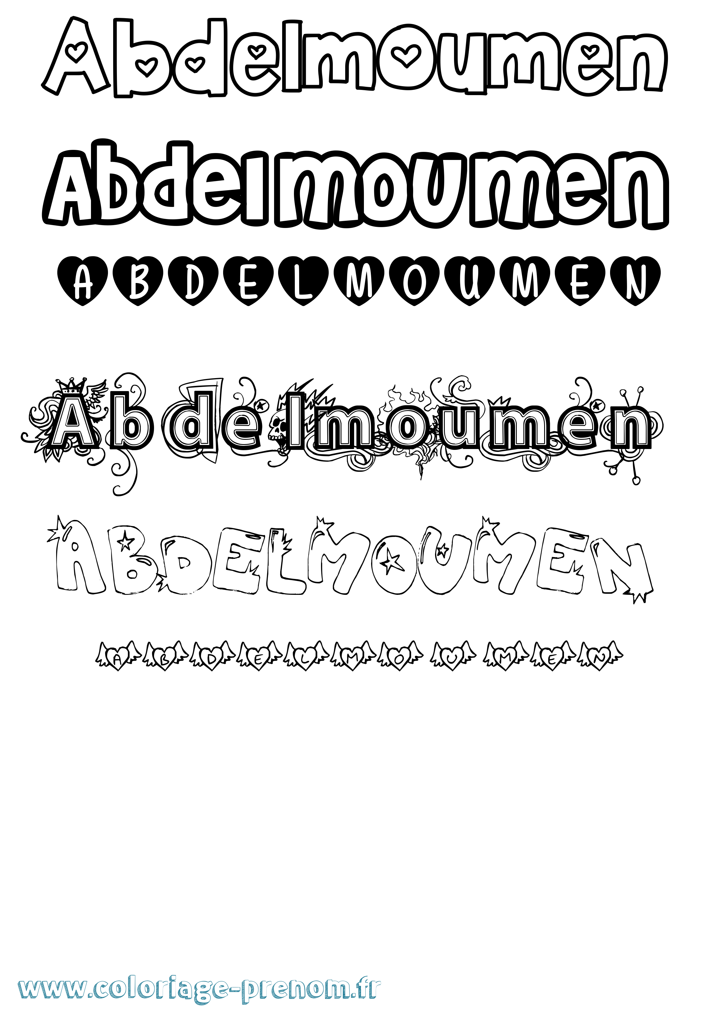 Coloriage Abdelmoumen Girly Coloriage prénom Abdelmoumen Girly