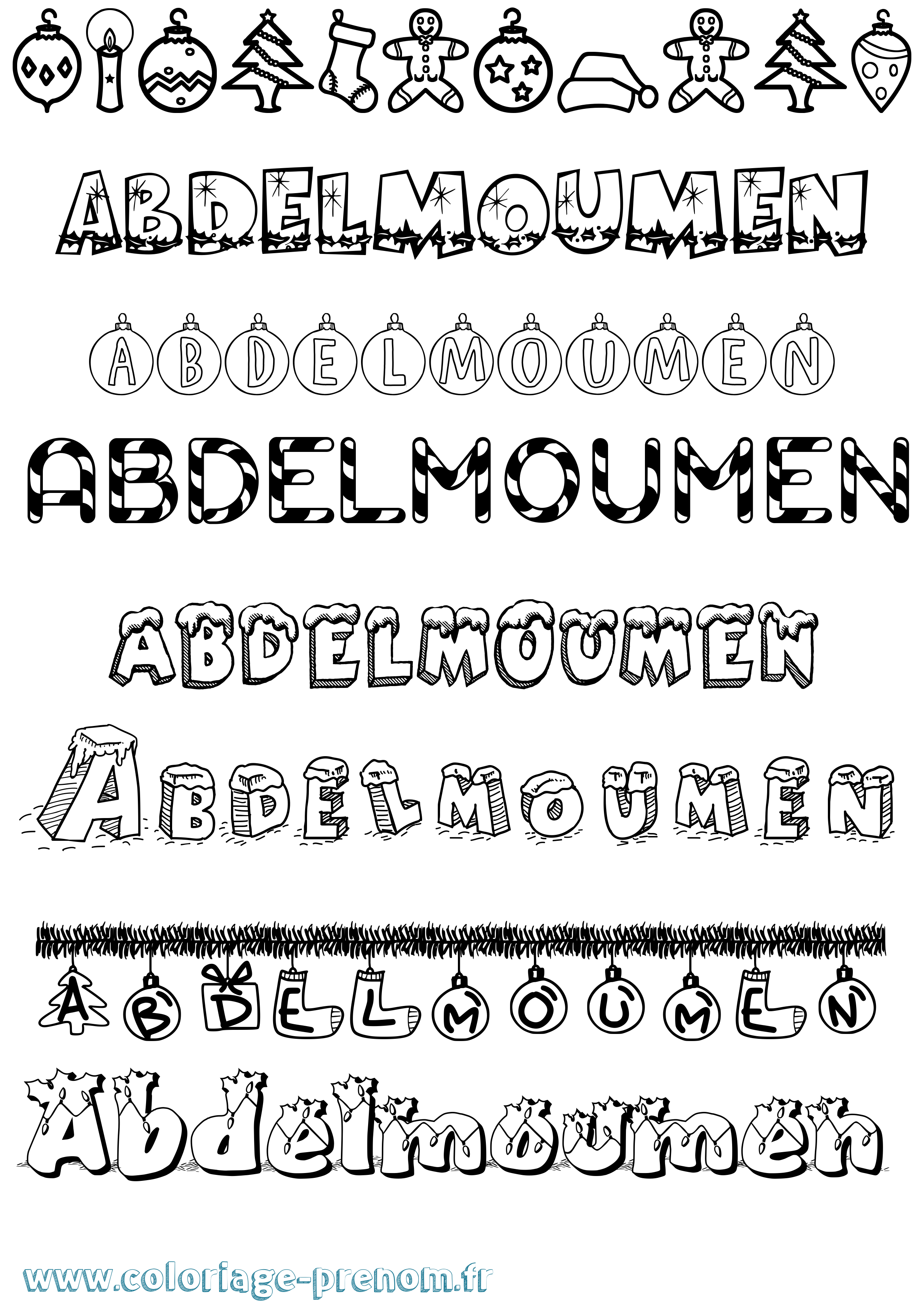 Coloriage Abdelmoumen Noël Coloriage prénom Abdelmoumen Noël