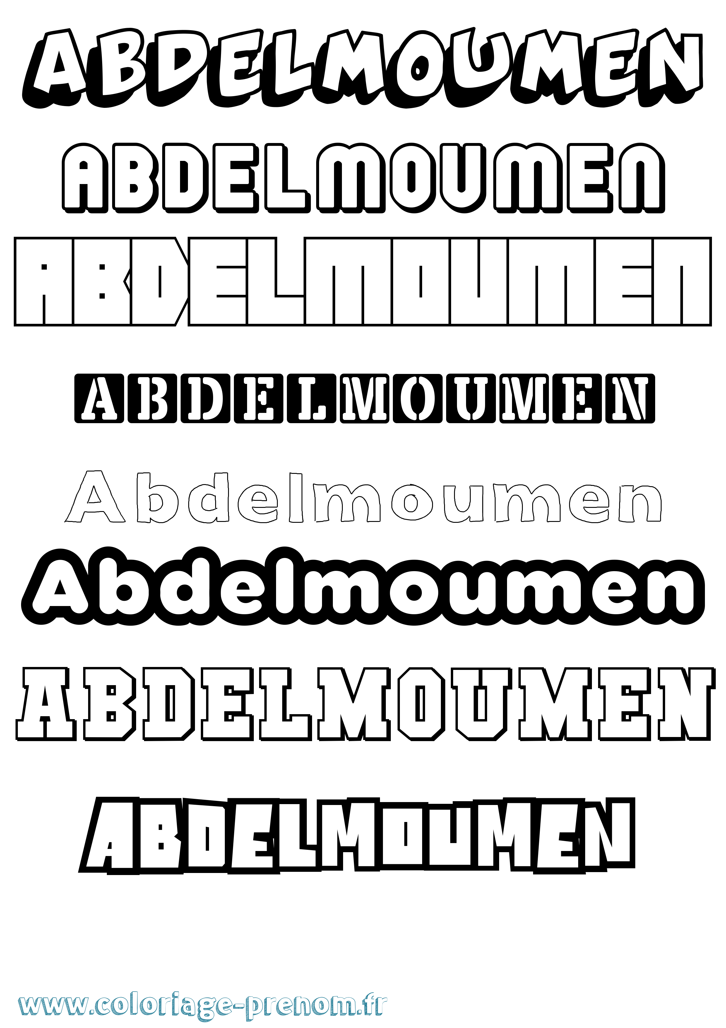 Coloriage Abdelmoumen Simple Coloriage prénom Abdelmoumen Simple