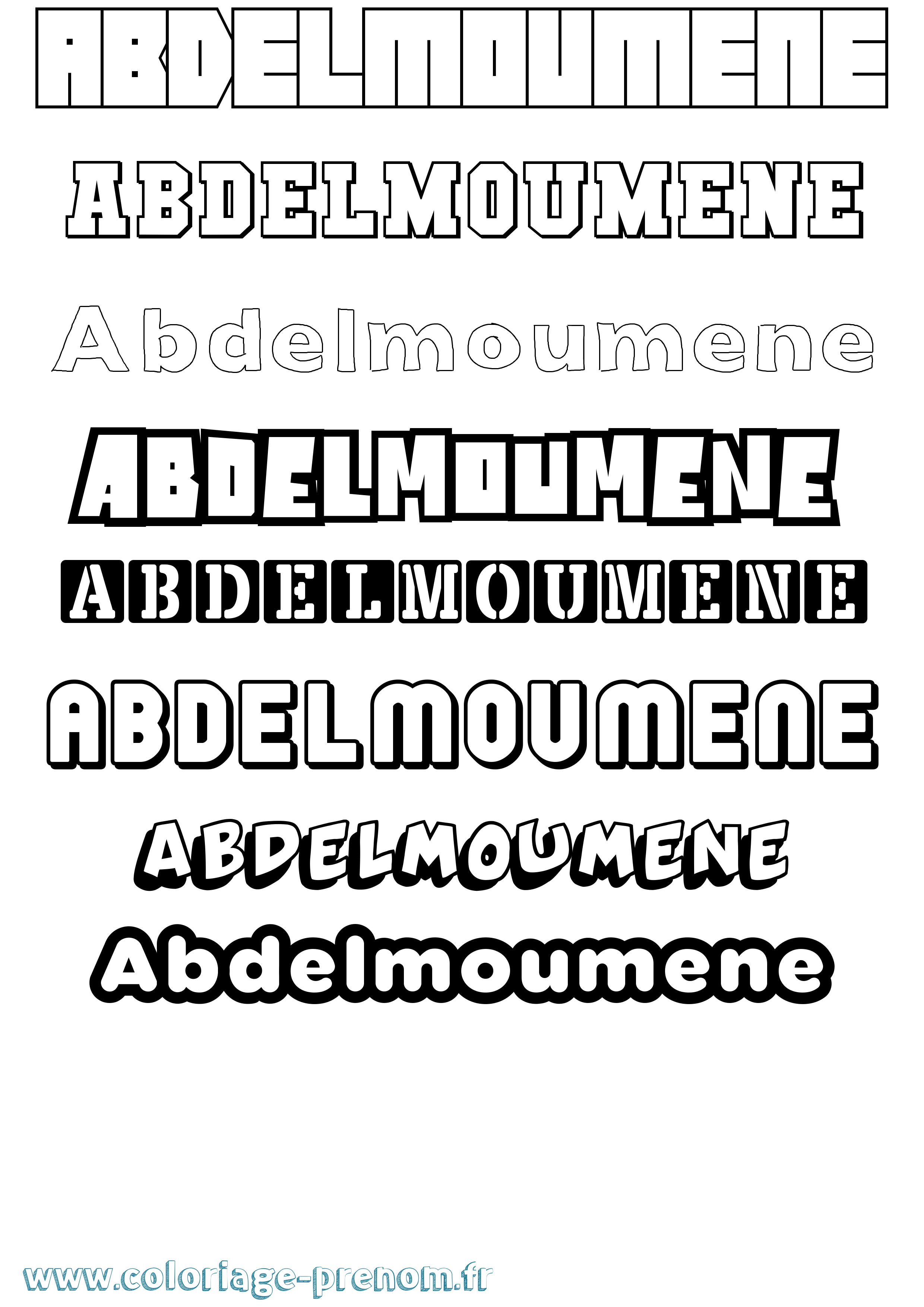 Coloriage prénom Abdelmoumene Simple