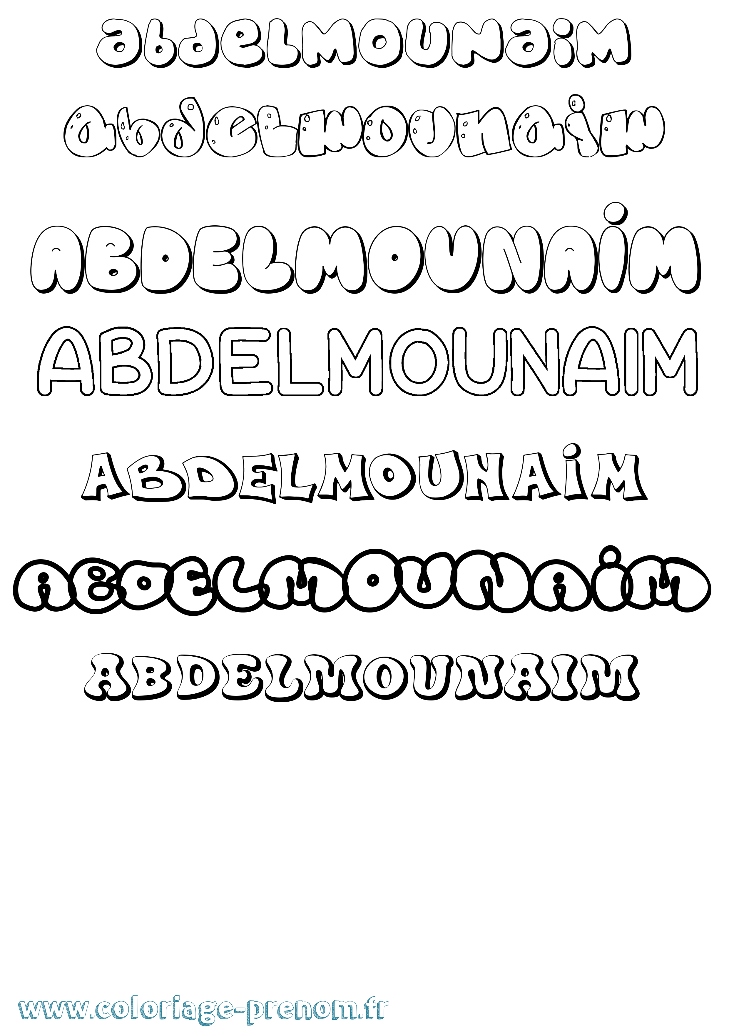 Coloriage prénom Abdelmounaim Bubble