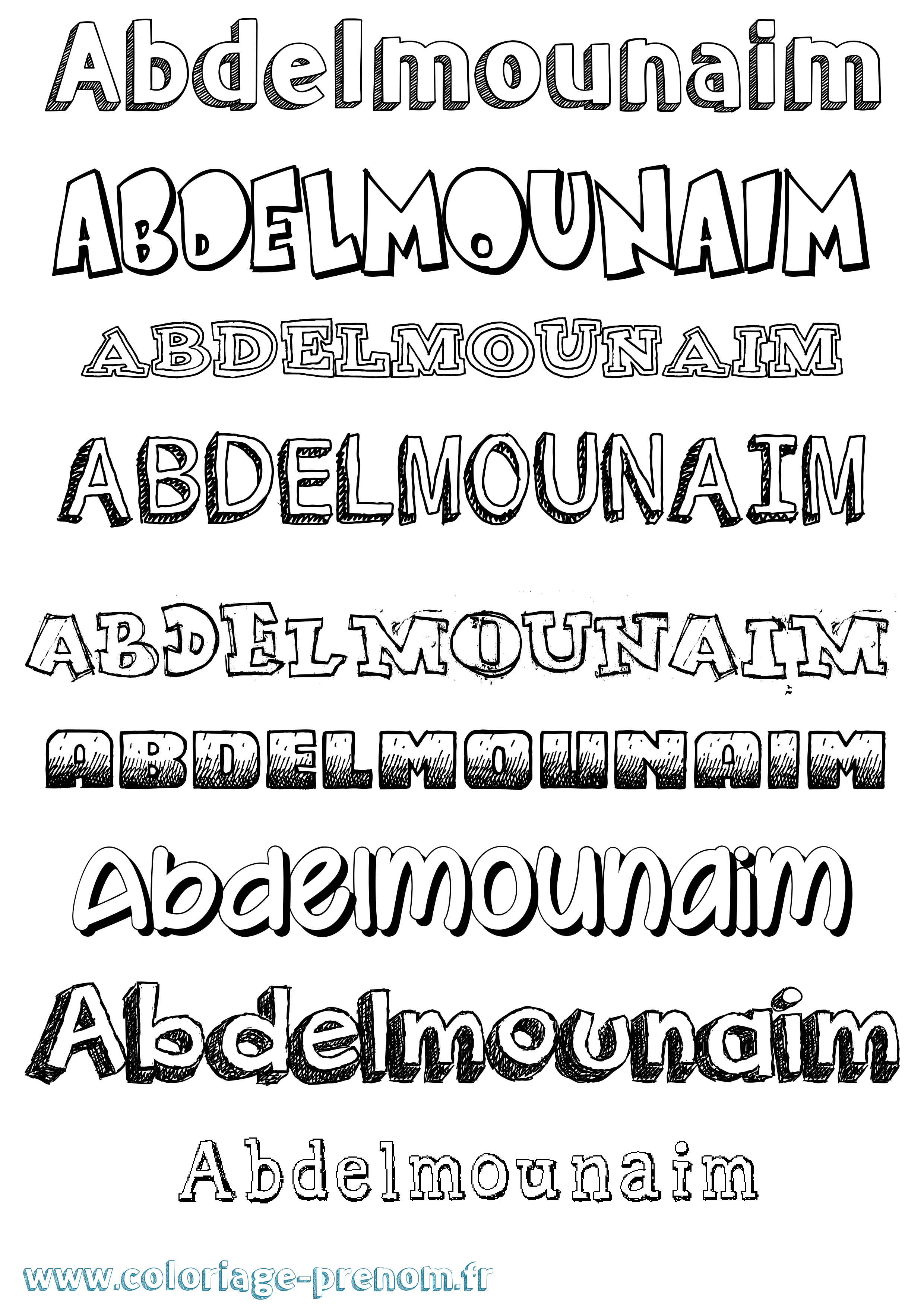 Coloriage prénom Abdelmounaim Dessiné
