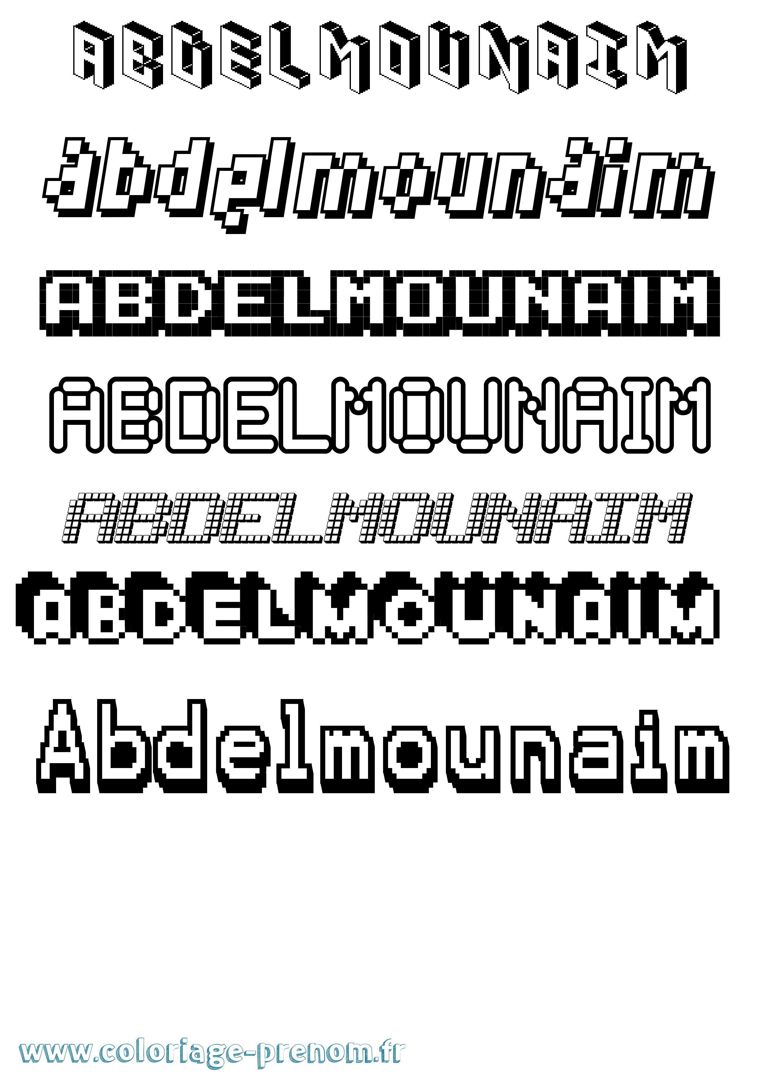 Coloriage prénom Abdelmounaim Pixel