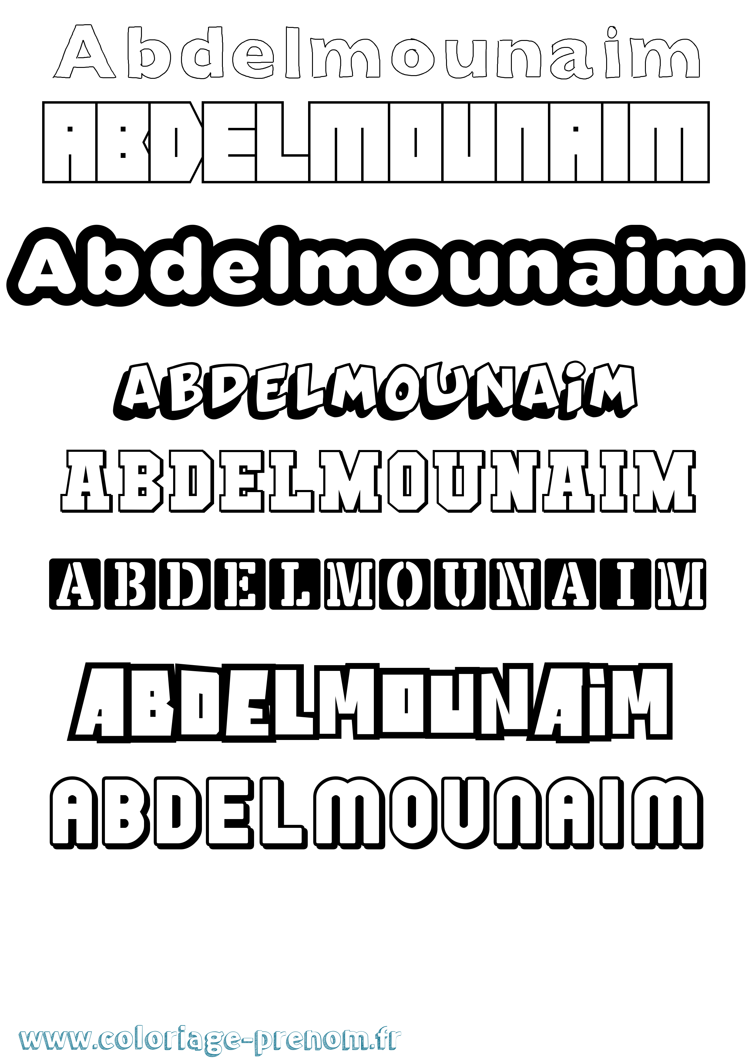 Coloriage prénom Abdelmounaim Simple