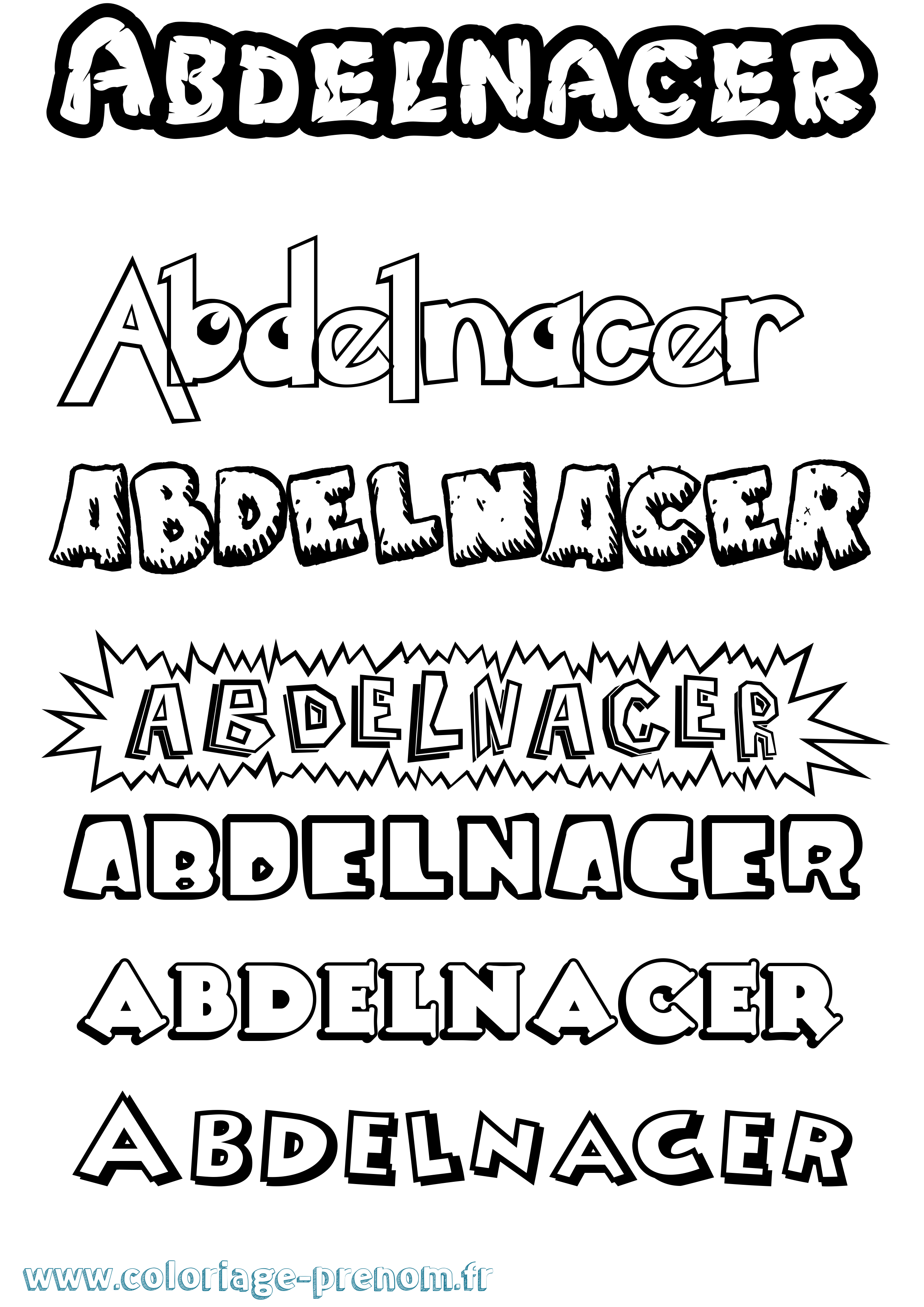 Coloriage prénom Abdelnacer Dessin Animé
