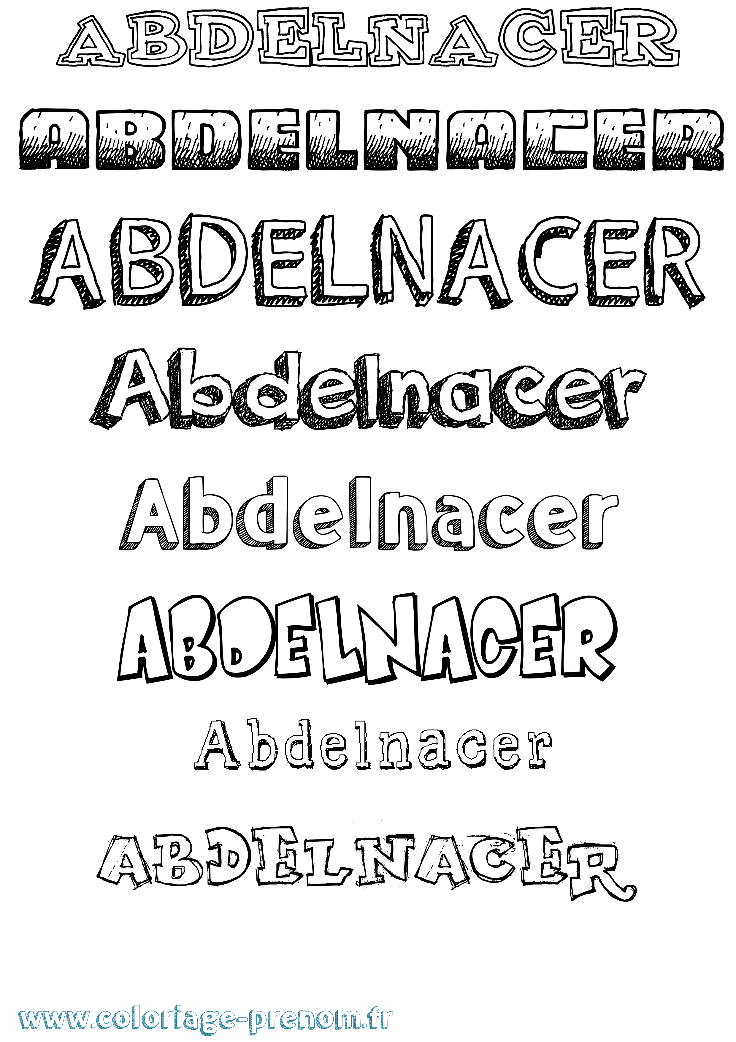 Coloriage prénom Abdelnacer Dessiné