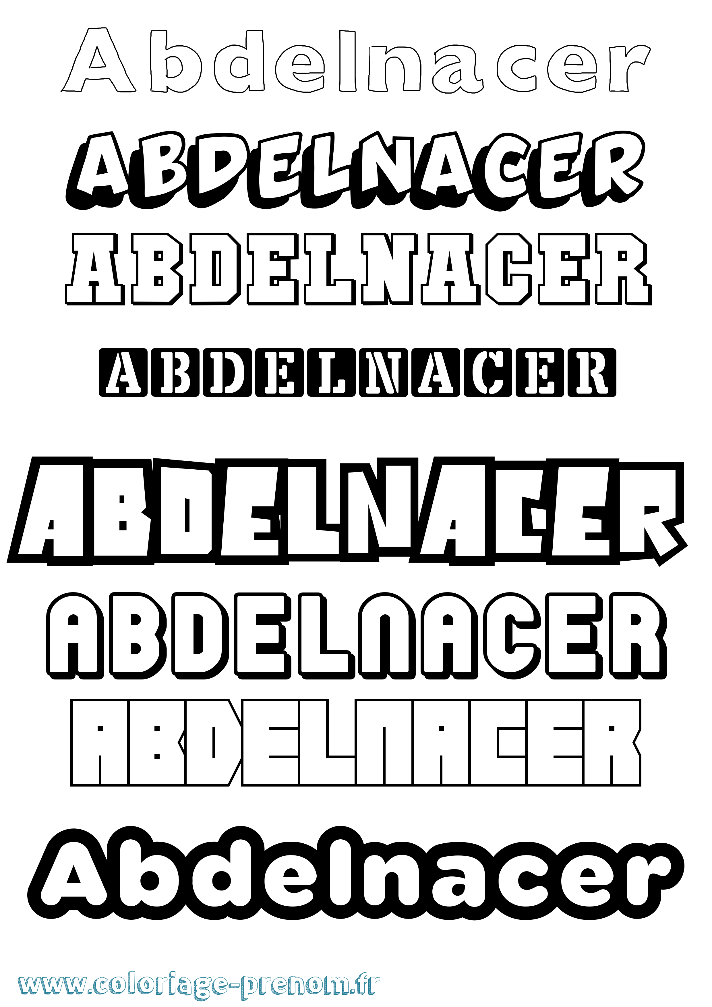 Coloriage prénom Abdelnacer Simple
