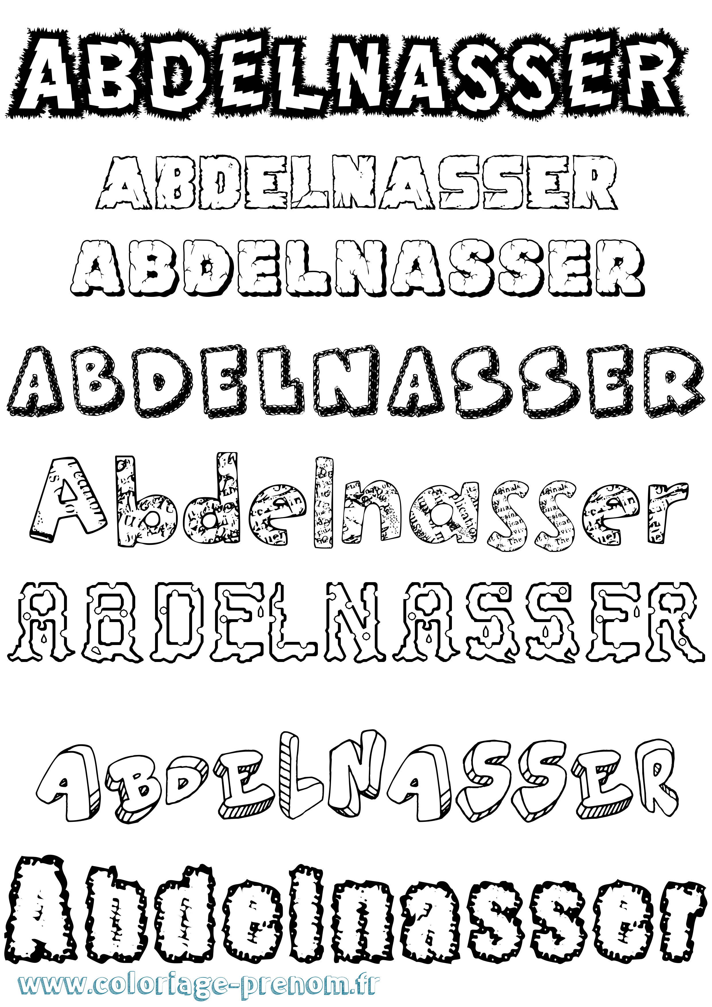 Coloriage prénom Abdelnasser Destructuré