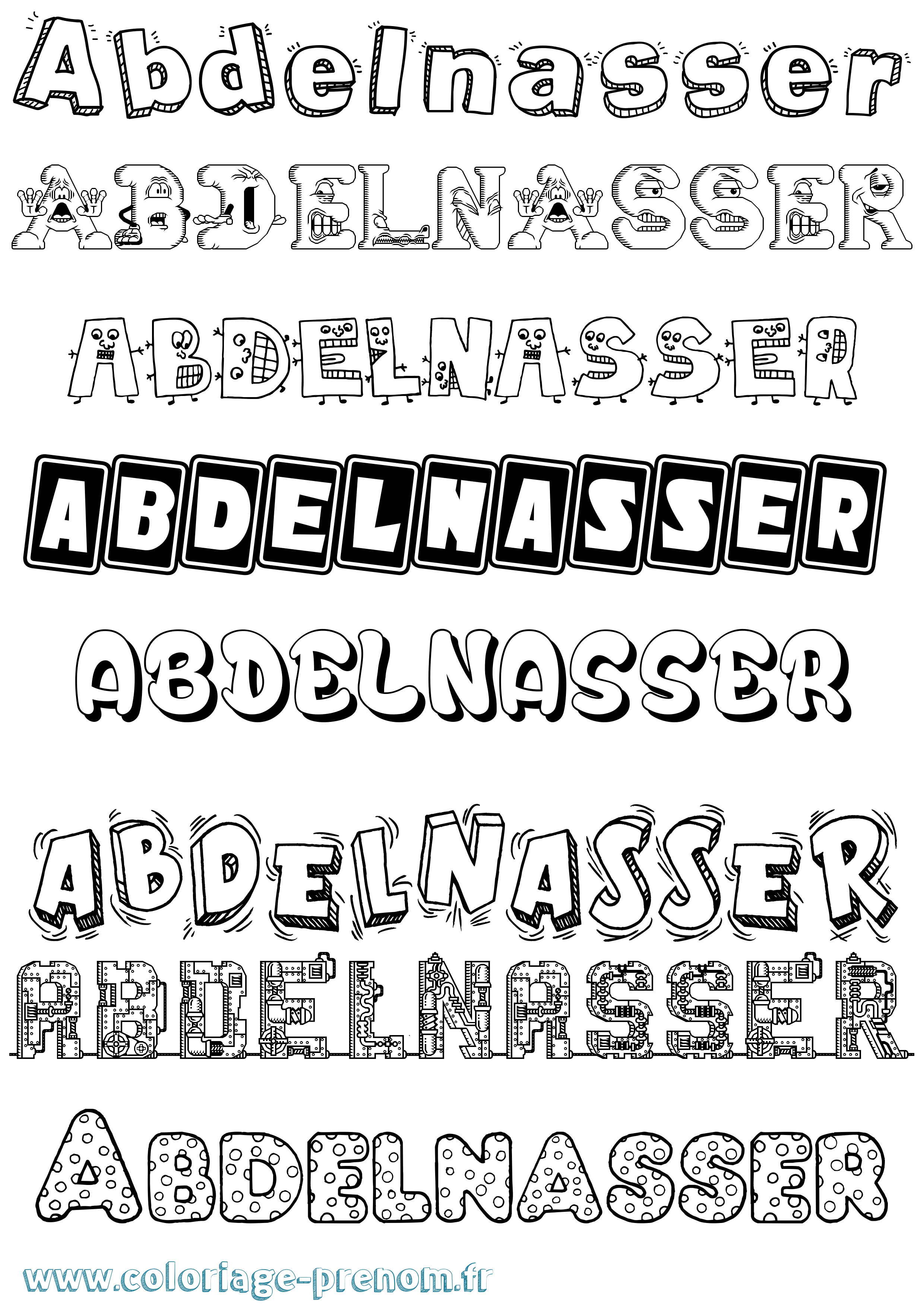 Coloriage prénom Abdelnasser Fun